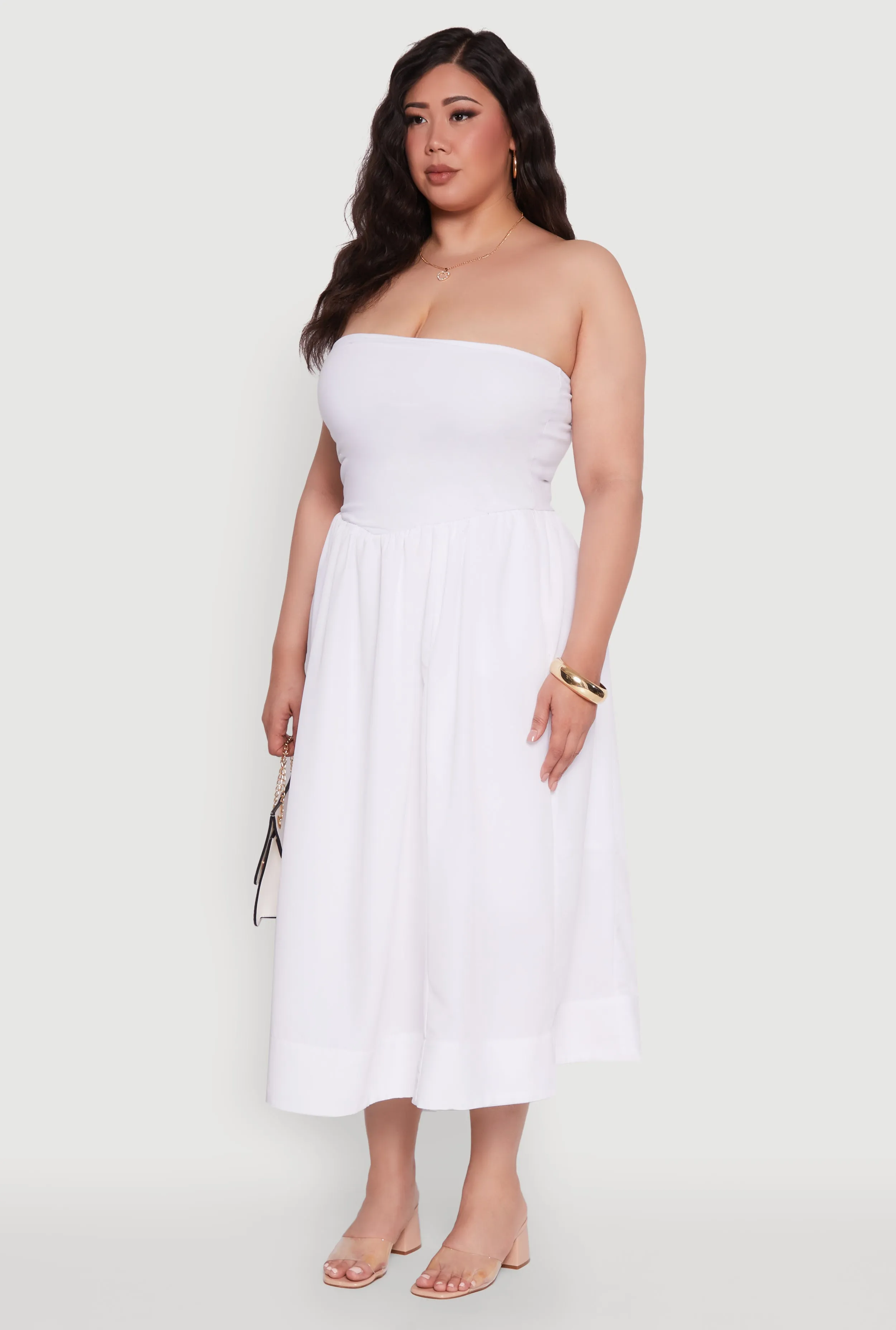 Plus Size Strapless Side Pocket Midi Dress sold by Rainbow product image thumbnail 3