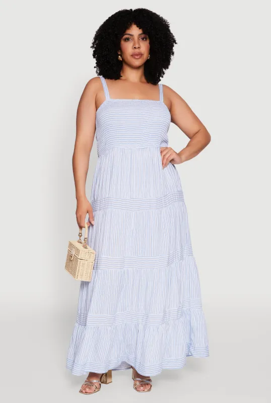 Plus Size Smocked Tiered Maxi Sundress sold by Rainbow
