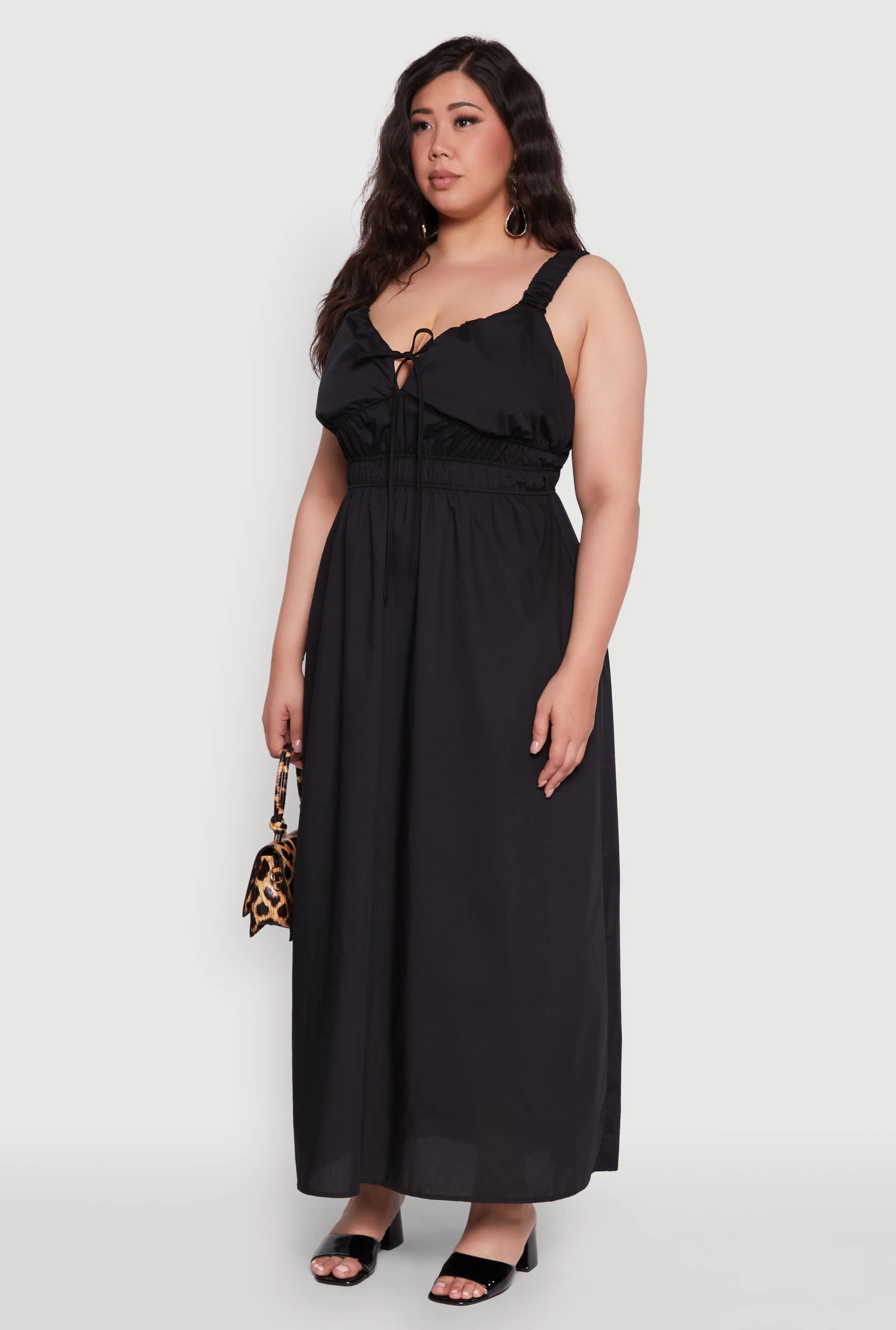 Plus Size Poplin Tie Front Maxi Dress sold by Rainbow product image thumbnail 3