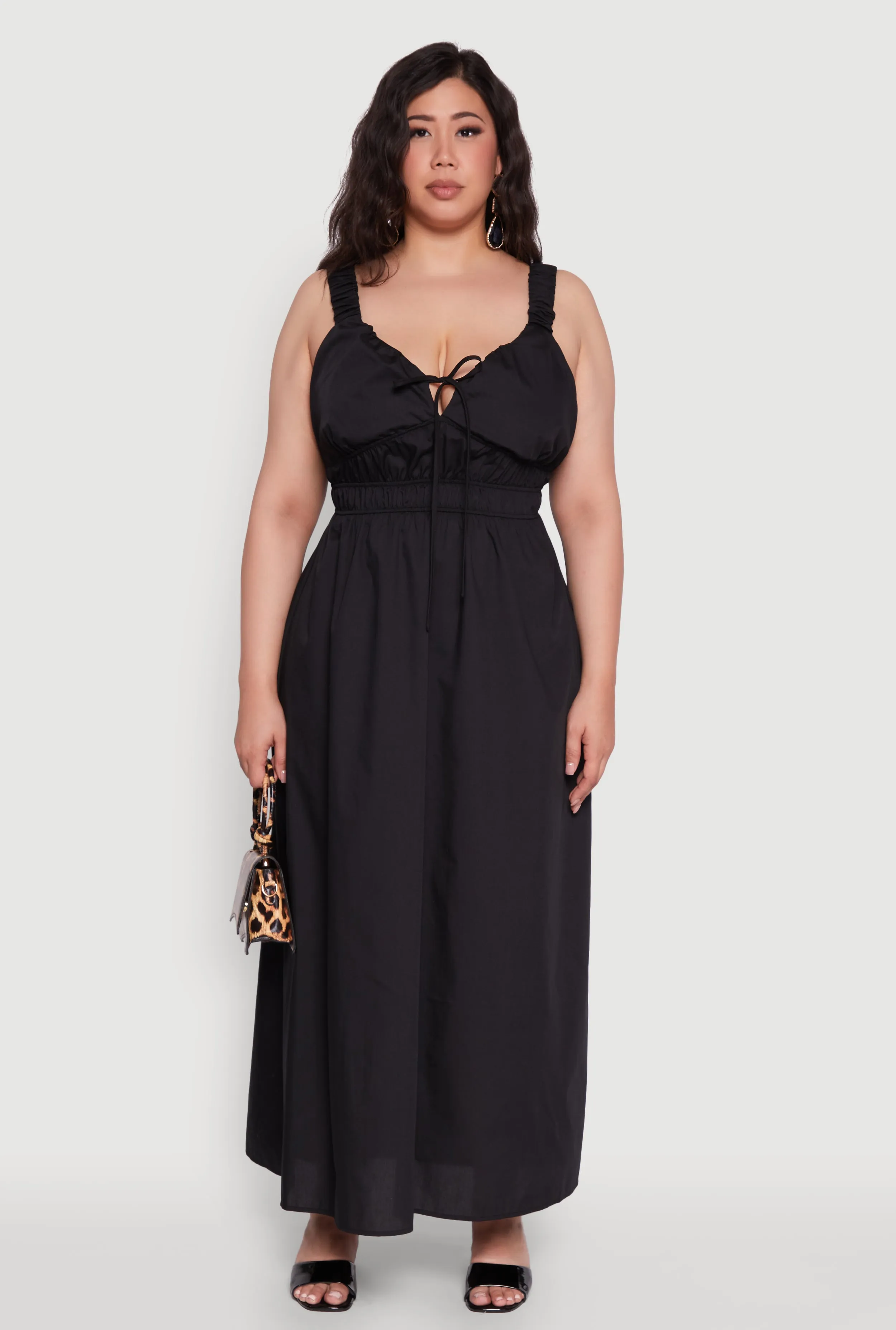 Plus Size Poplin Tie Front Maxi Dress sold by Rainbow product image thumbnail 2
