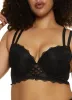 Plus Size Double Strap Caged Back Scalloped Lace Plunge Bra sold by Rainbow