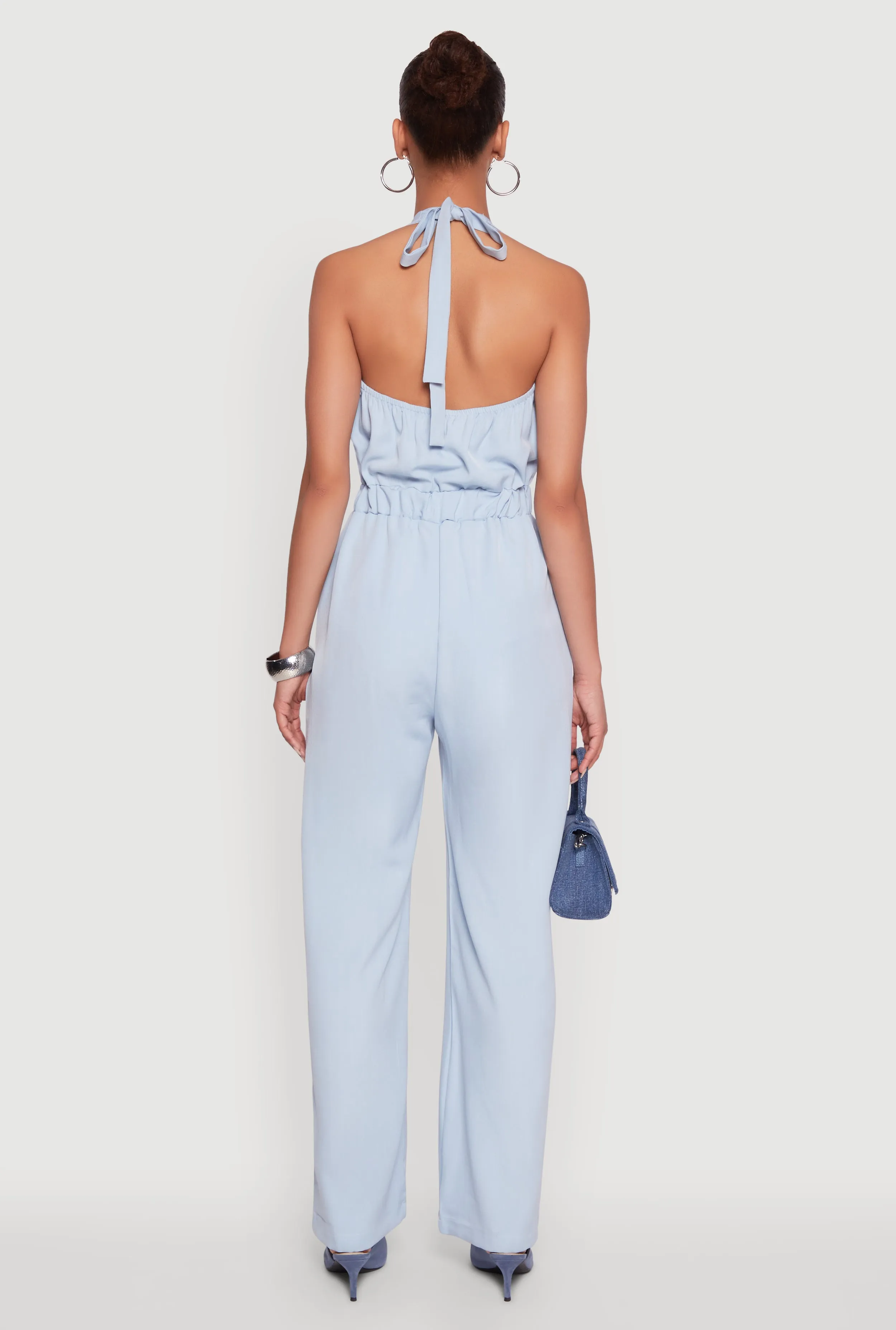 Pinstripe Button Front Halter Jumpsuit sold by Rainbow product image thumbnail 5