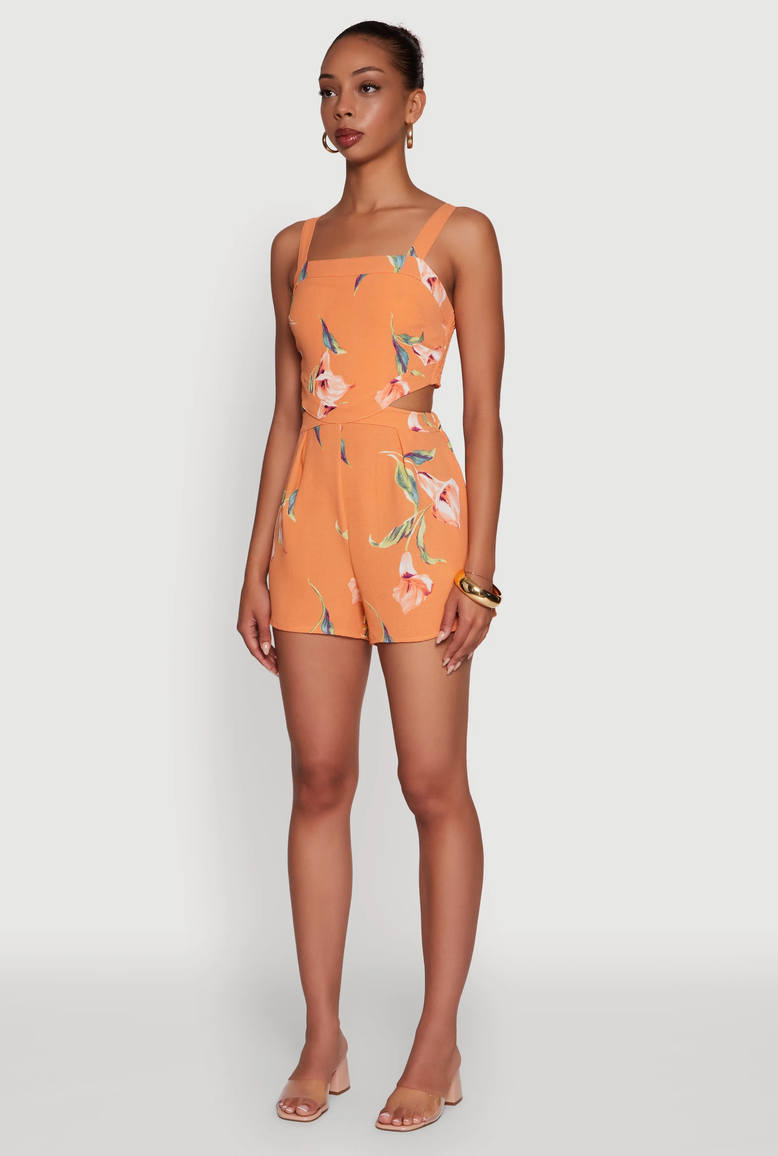 Floral Print Crepe Knit Sleeveless Romper sold by Rainbow product image thumbnail 3