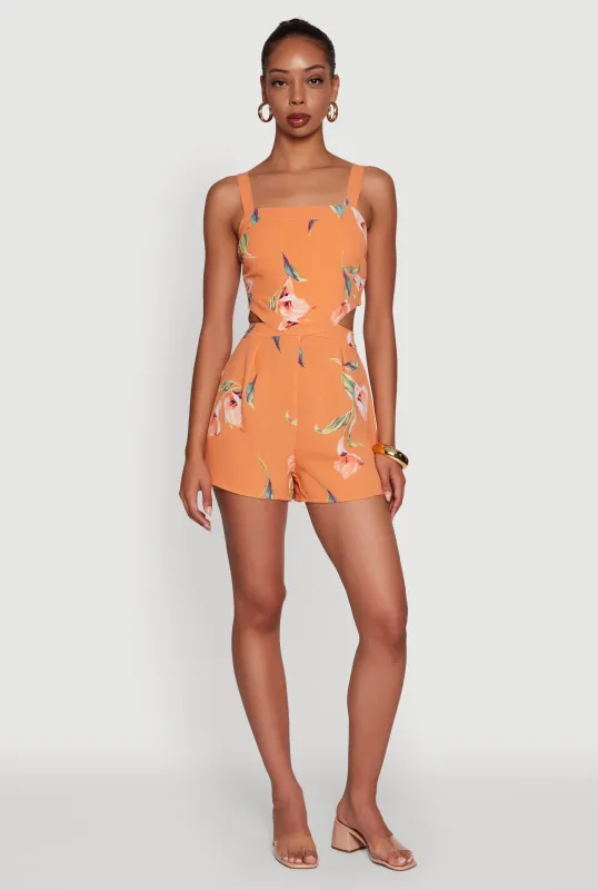 Floral Print Crepe Knit Sleeveless Romper sold by Rainbow