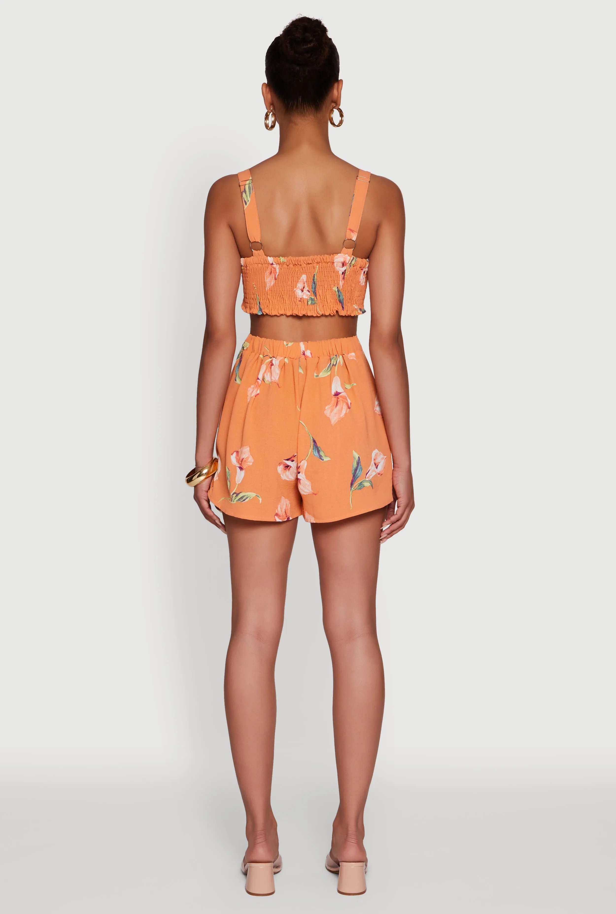 Floral Print Crepe Knit Sleeveless Romper sold by Rainbow product image thumbnail 5