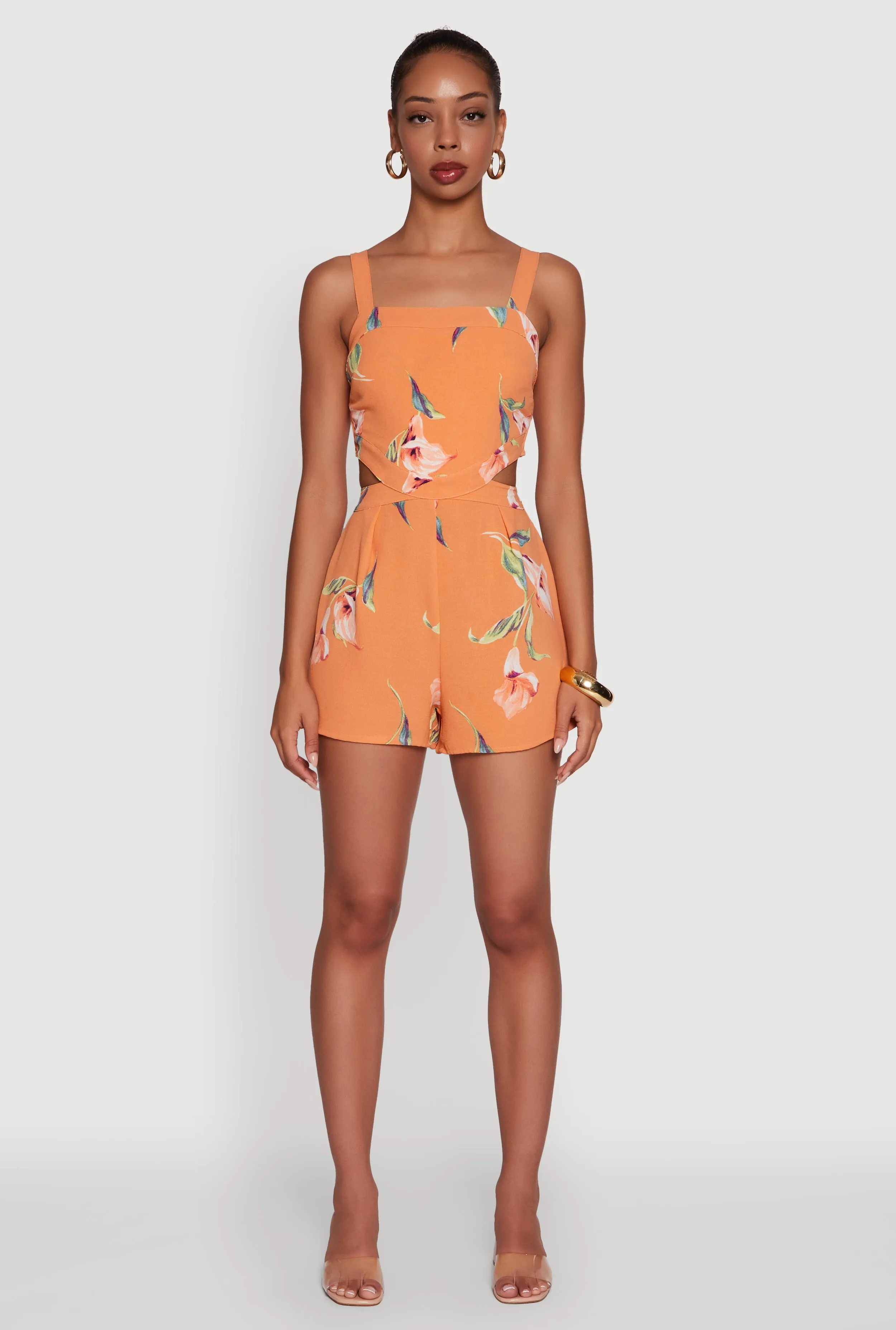 Floral Print Crepe Knit Sleeveless Romper sold by Rainbow product image thumbnail 2