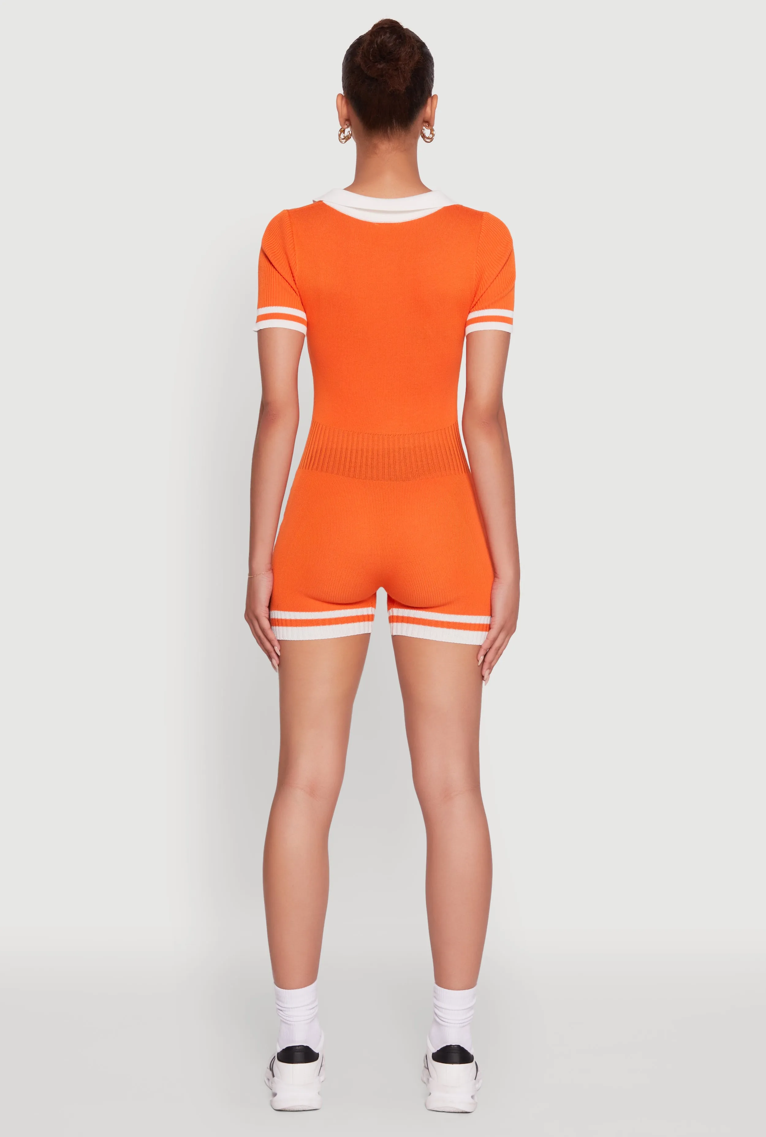 Daisy Ribbed Knit Varsity Stripe Button Front Romper sold by Rainbow product image thumbnail 5