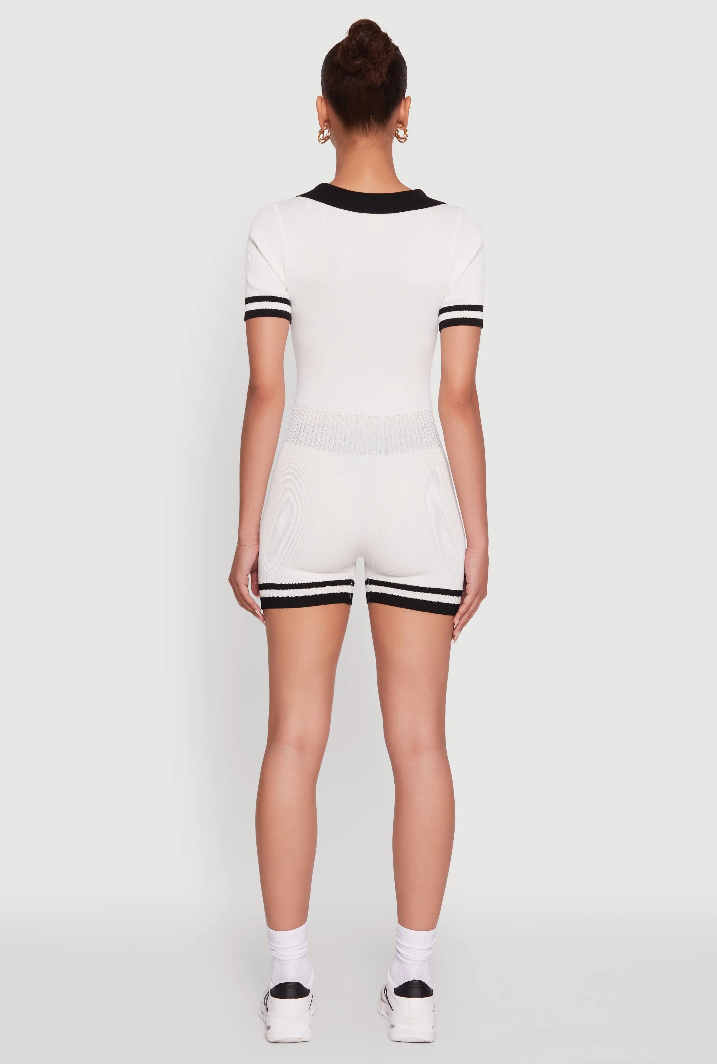 Daisy Ribbed Knit Varsity Stripe Button Front Romper sold by Rainbow product image thumbnail 5