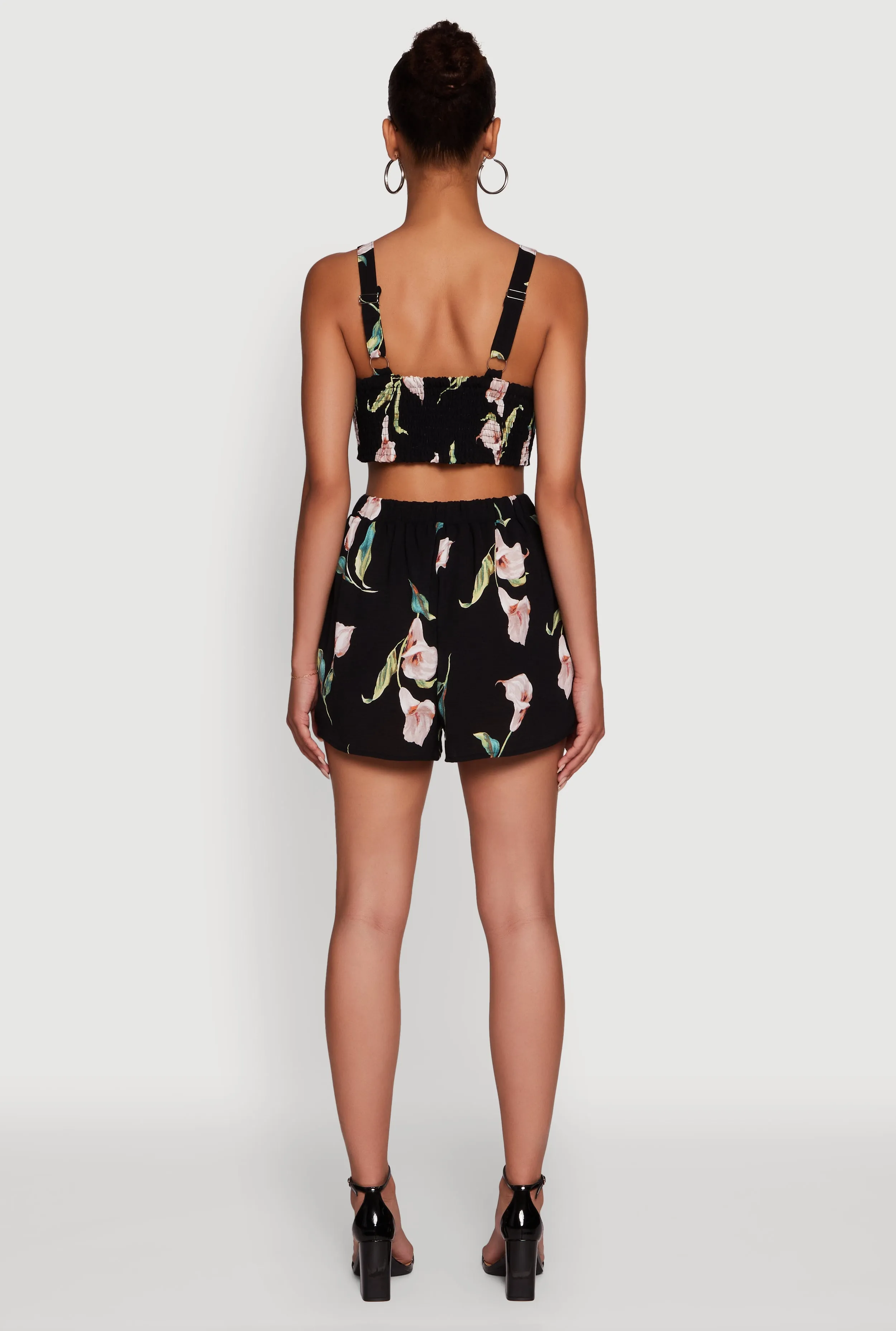 Floral Print Crepe Knit Sleeveless Romper sold by Rainbow product image thumbnail 5