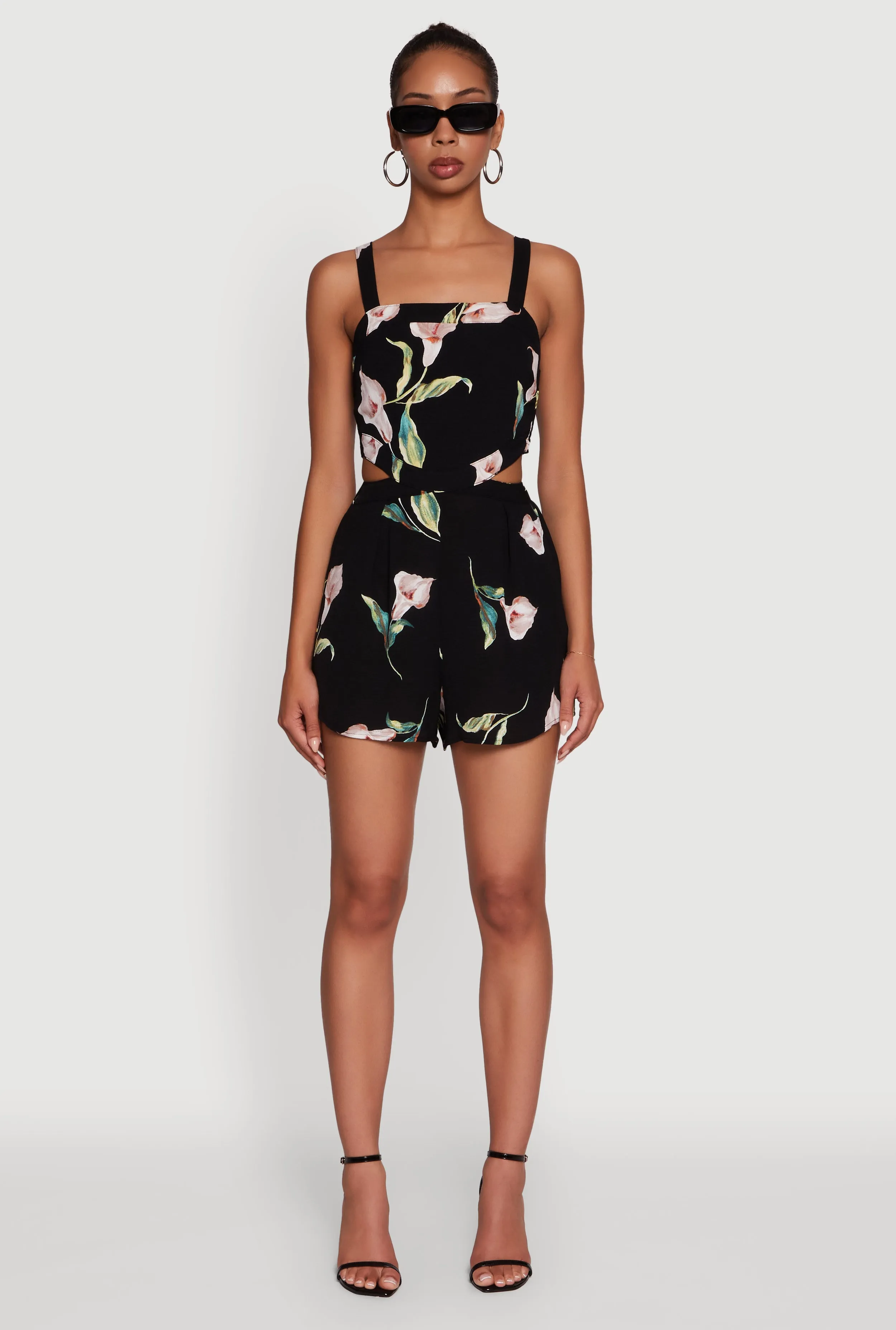 Floral Print Crepe Knit Sleeveless Romper sold by Rainbow product image thumbnail 2