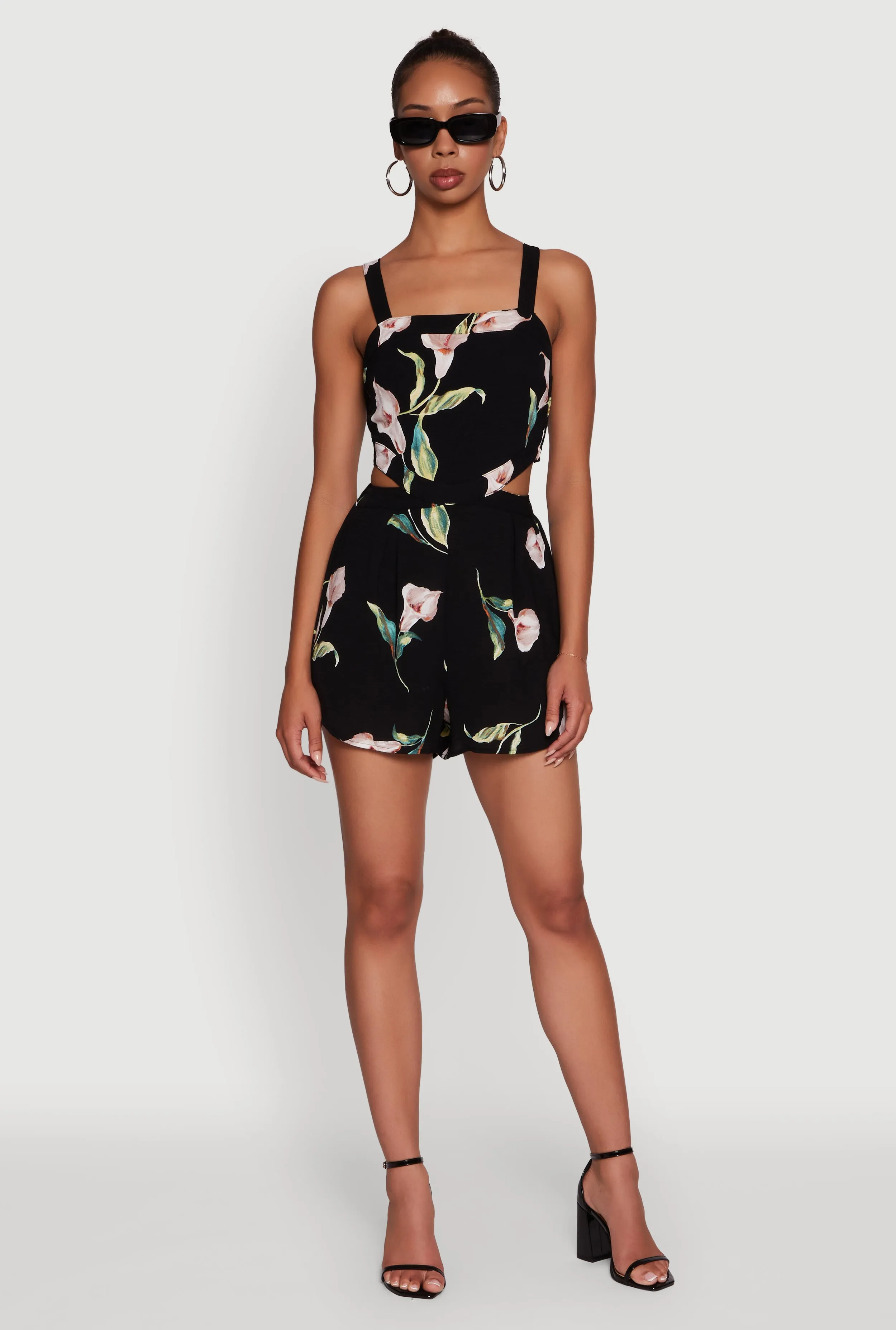 Floral Print Crepe Knit Sleeveless Romper sold by Rainbow
