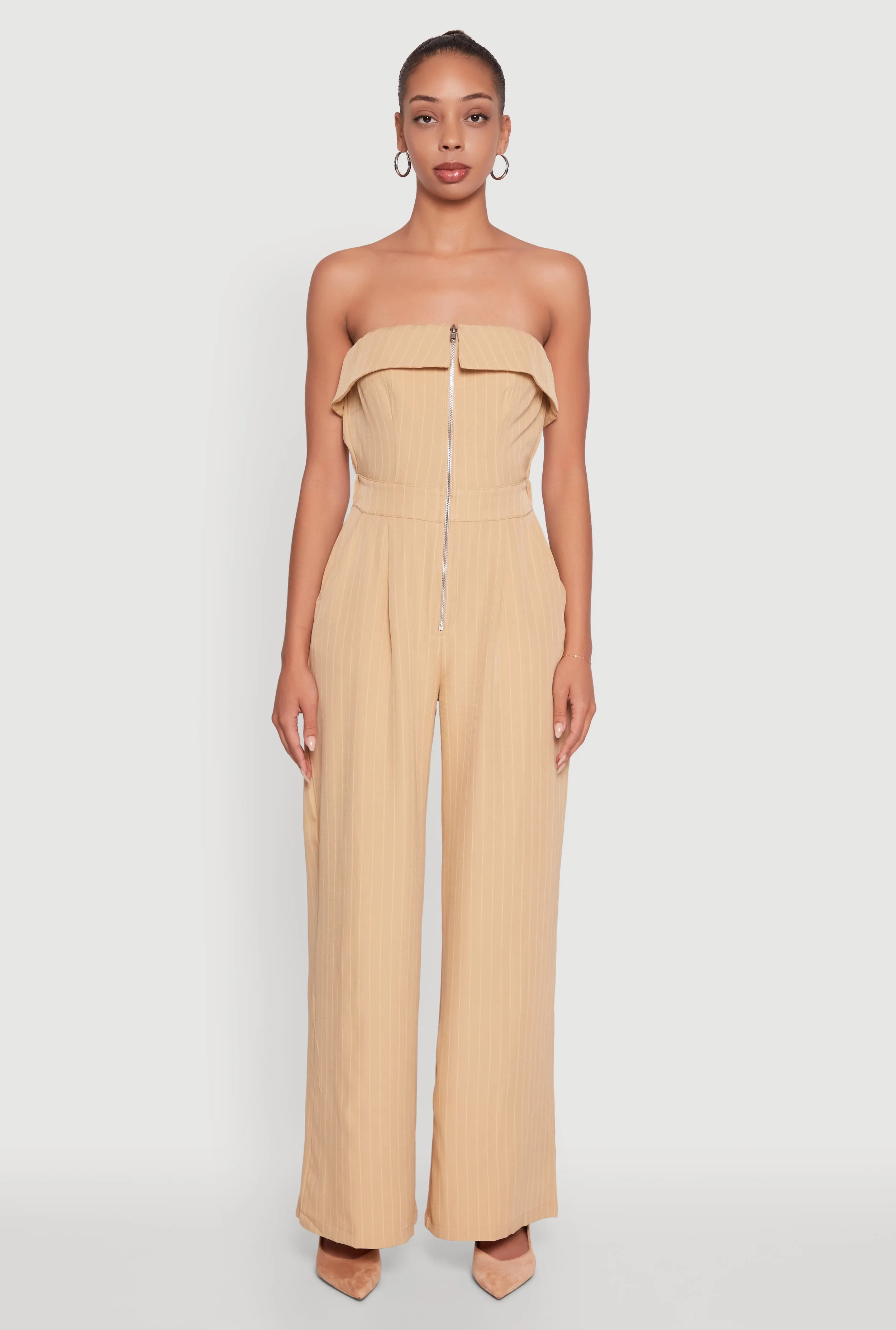 Pinstripe Fold Over Strapless Jumpsuit sold by Rainbow product image thumbnail 2