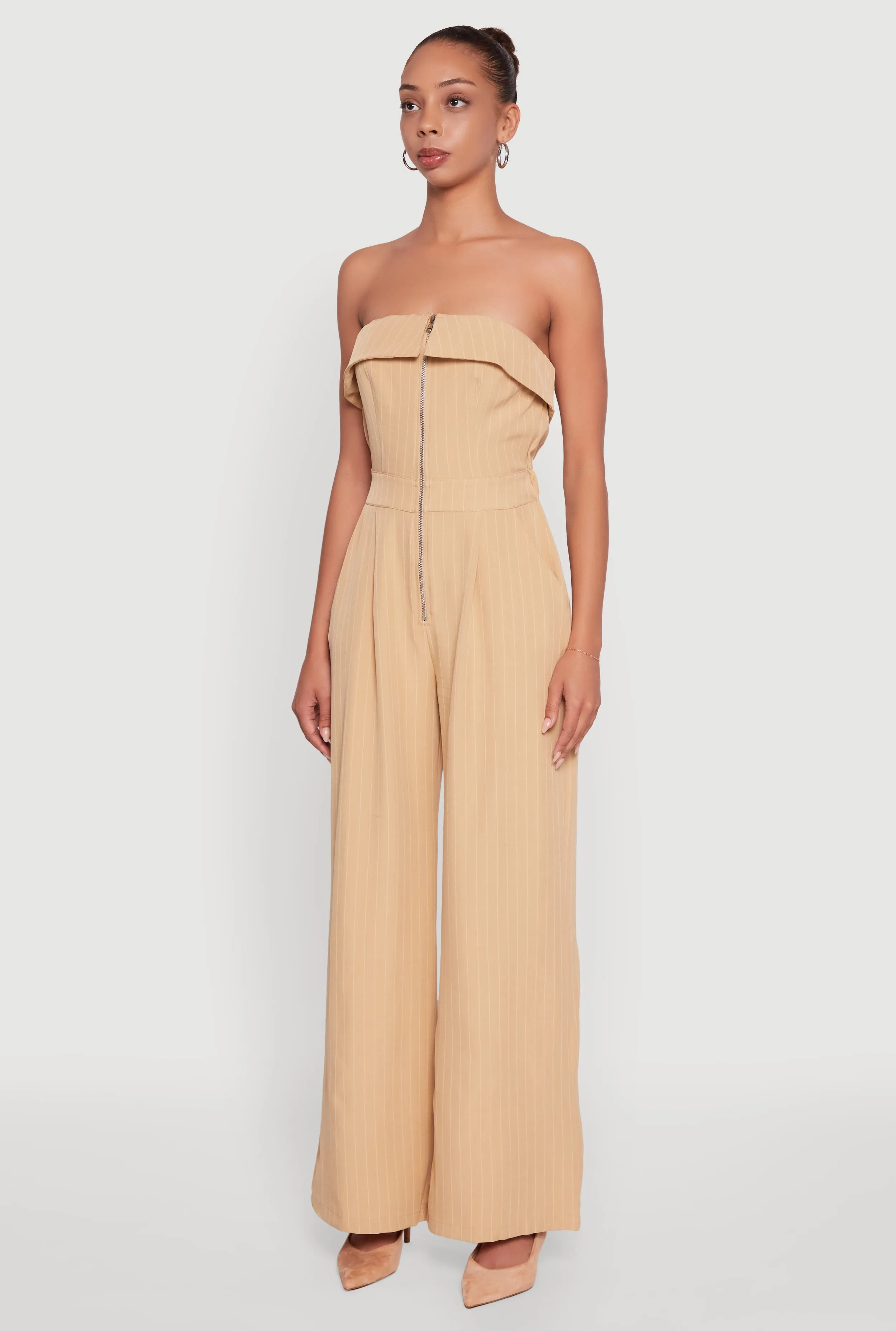 Pinstripe Fold Over Strapless Jumpsuit sold by Rainbow product image thumbnail 3