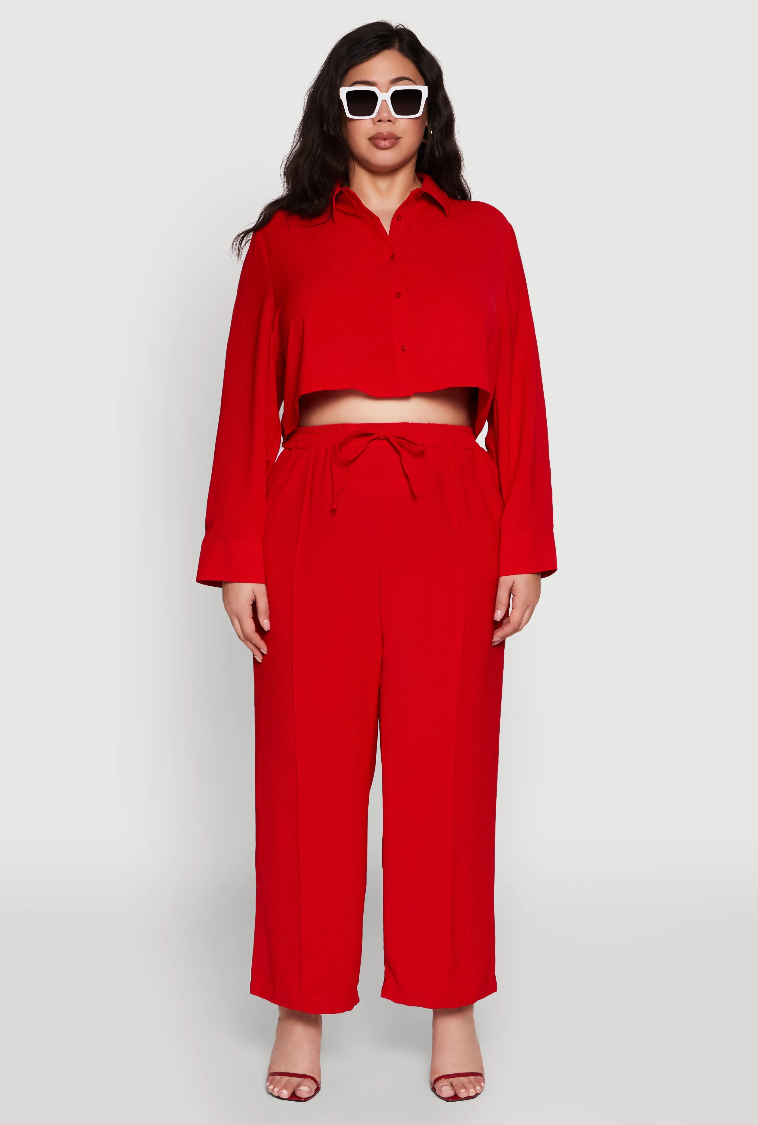 Plus Size Crepe Knit Pintuck Pants with Side Stripe sold by Rainbow product image thumbnail 2