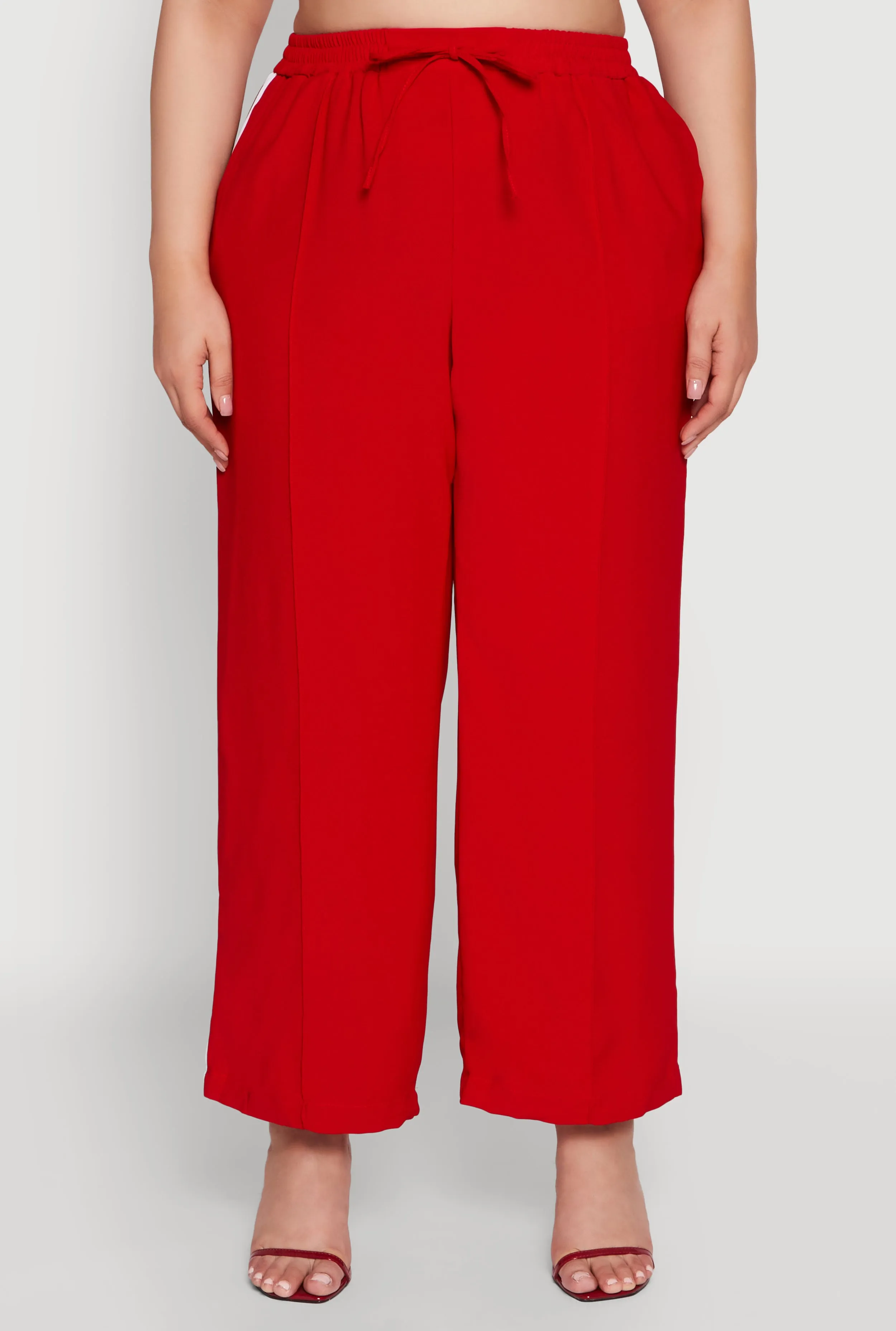 Plus Size Crepe Knit Pintuck Pants with Side Stripe sold by Rainbow product image thumbnail 3