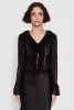 Lace V-Neck Bell Sleeve Button Front Blouse sold by Rainbow
