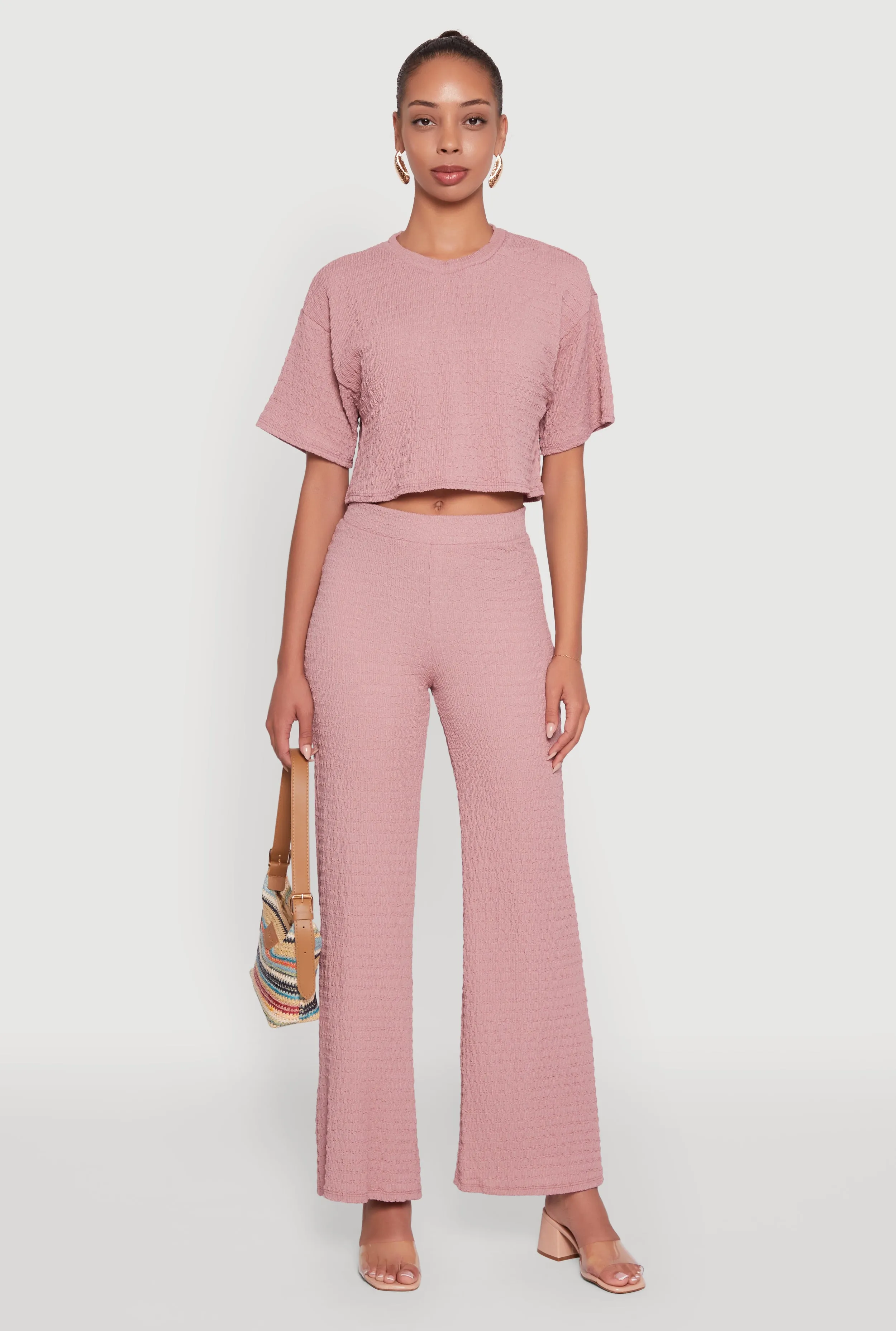 Textured Knit Wide Leg Pants sold by Rainbow