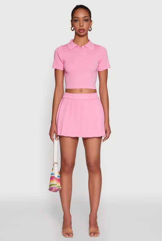 Daisy High Waisted Pleated Mini Skort sold by Rainbow