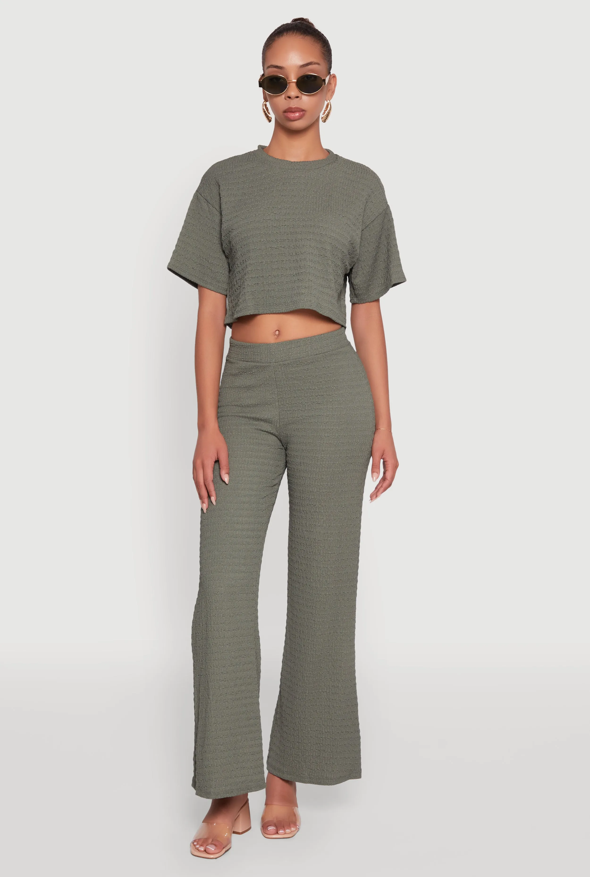 Textured Knit Wide Leg Pants sold by Rainbow