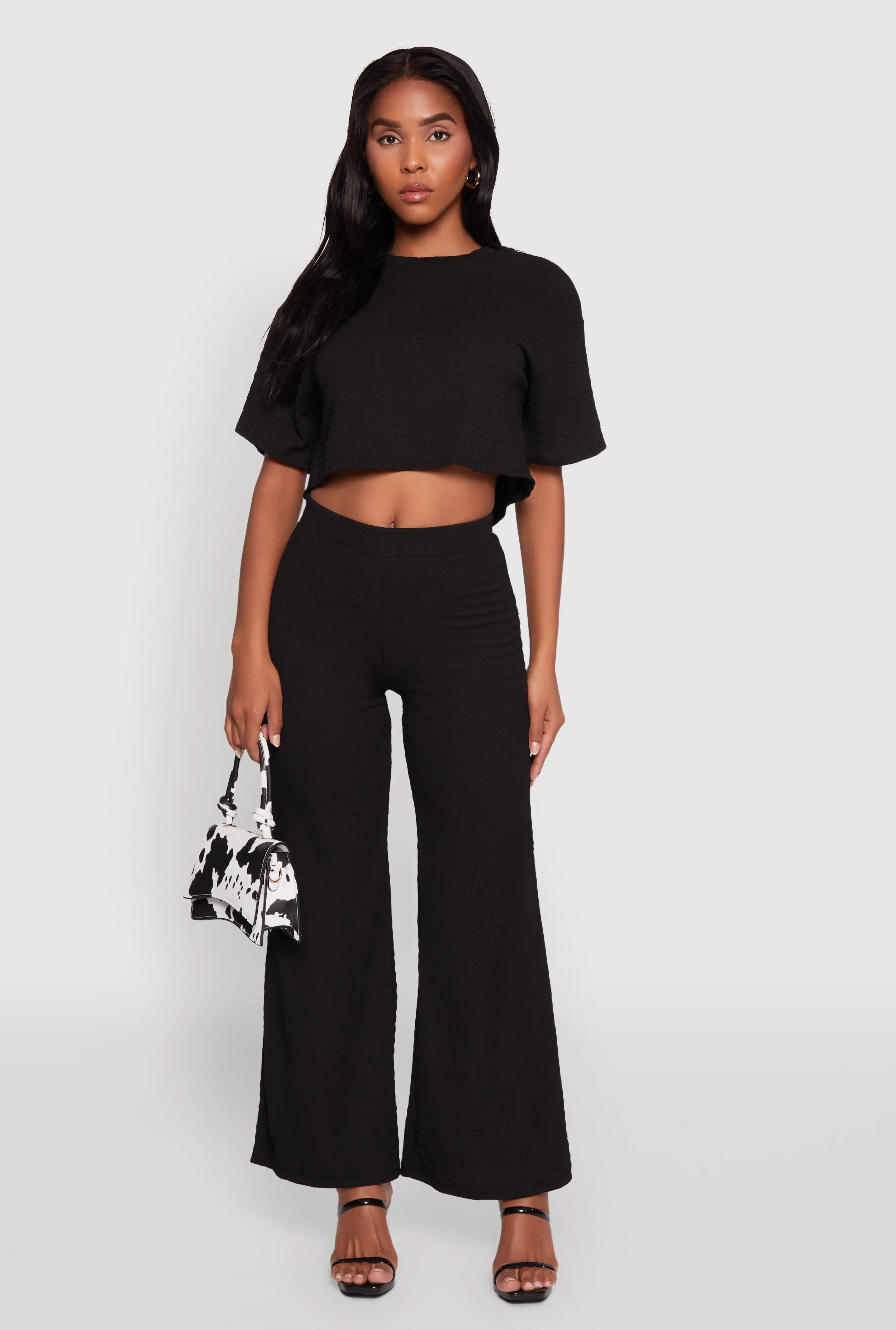 Textured Knit Wide Leg Pants sold by Rainbow