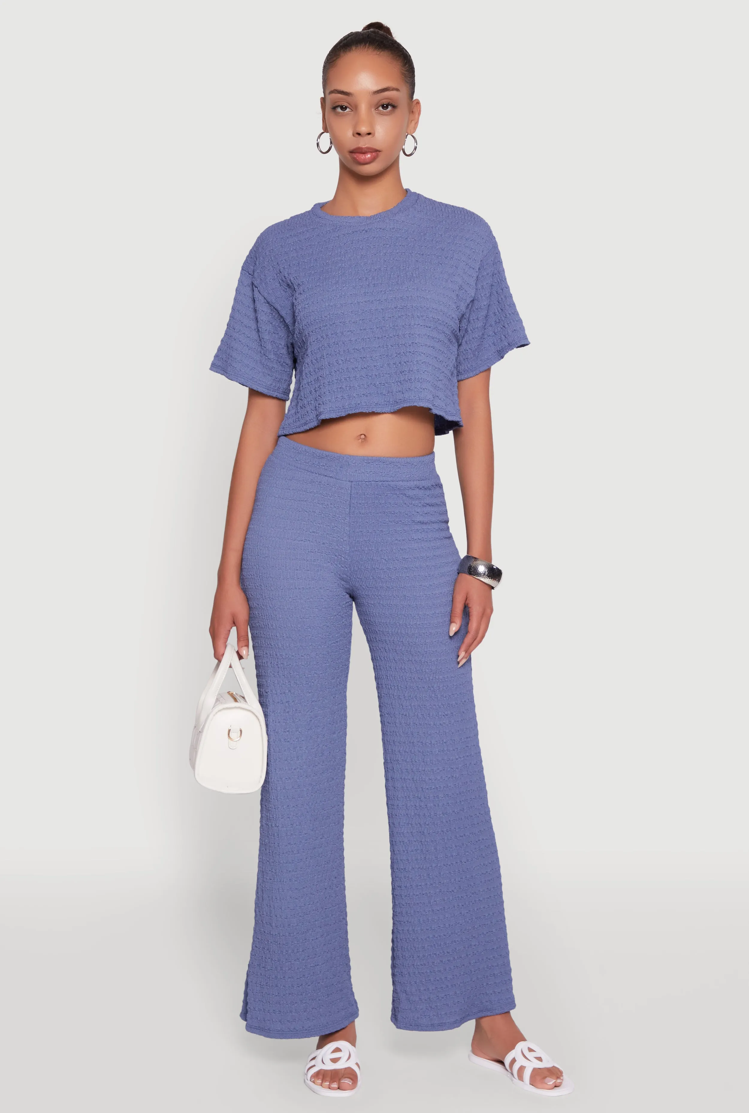 Textured Knit Wide Leg Pants sold by Rainbow