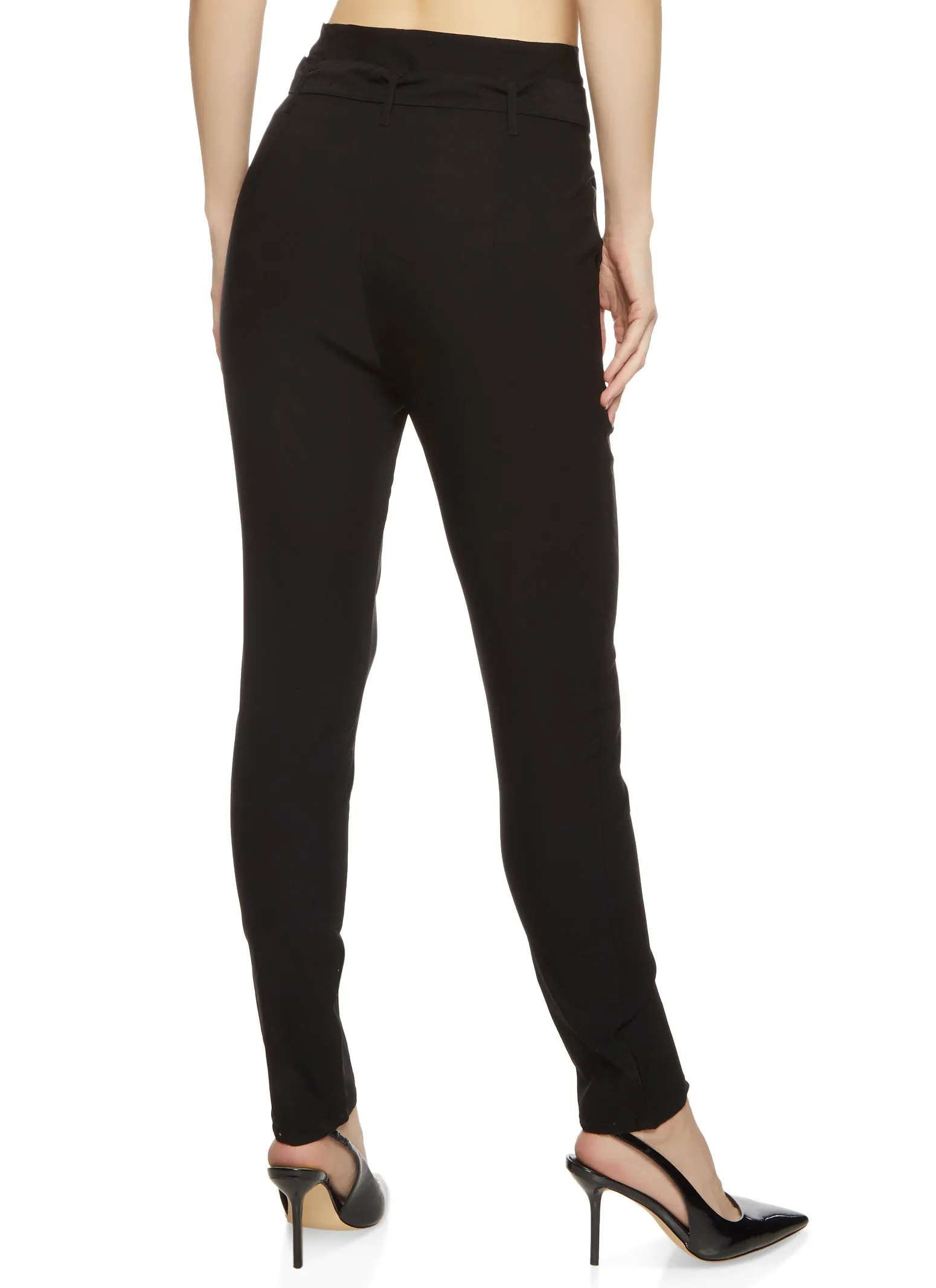 Crepe Knit Paper Bag Waist Belted Dress Pants sold by Rainbow product image thumbnail 2