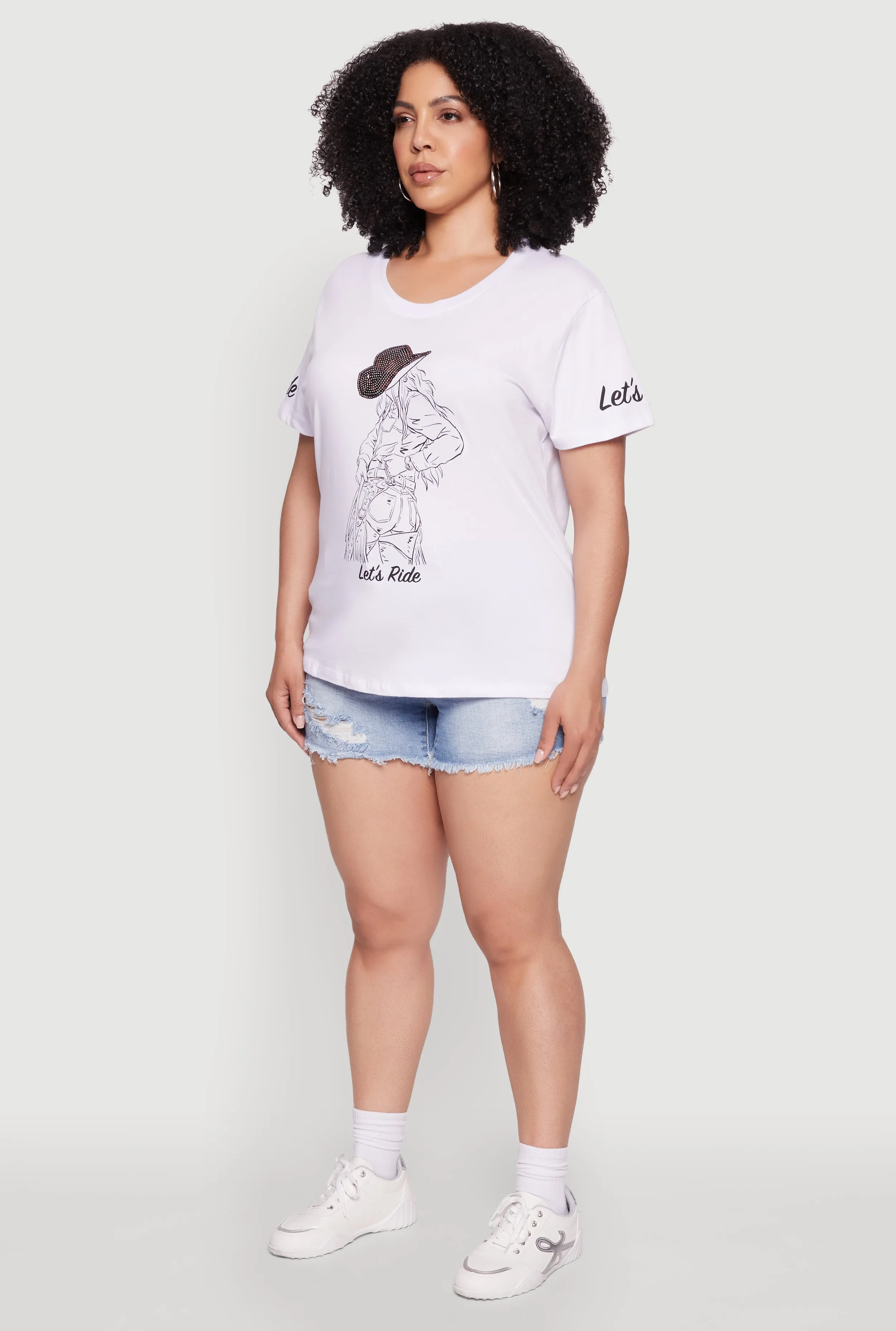 Plus Size Lets Ride Graphic Crew Neck T-Shirt sold by Rainbow product image thumbnail 5