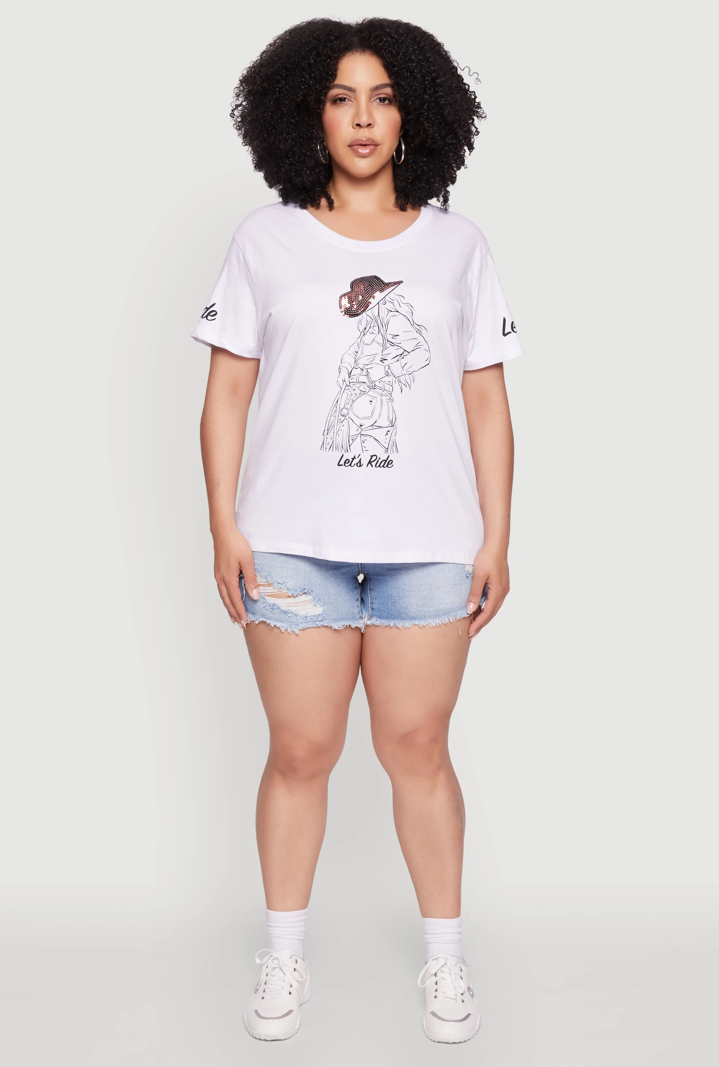 Plus Size Lets Ride Graphic Crew Neck T-Shirt sold by Rainbow product image thumbnail 3