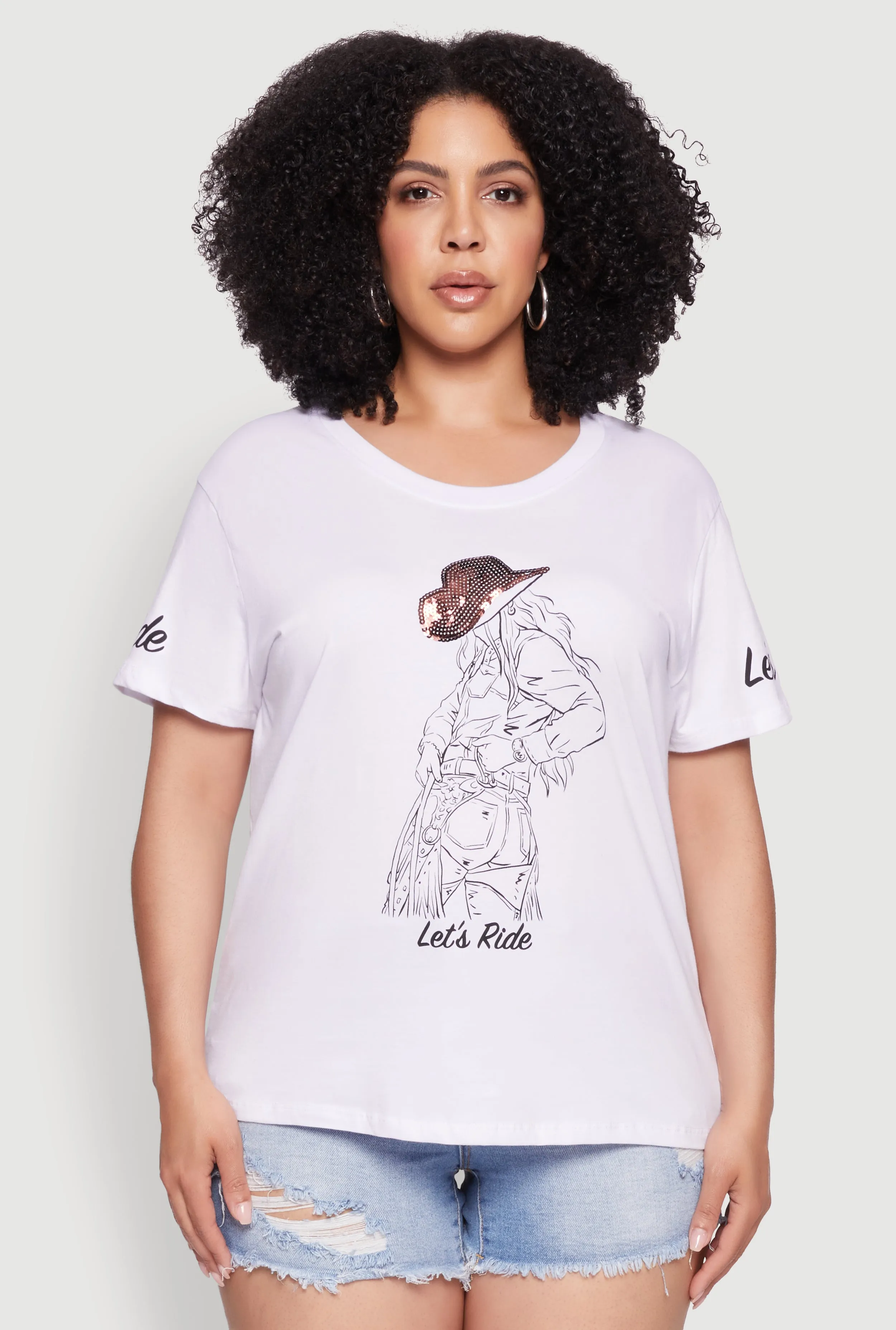 Plus Size Lets Ride Graphic Crew Neck T-Shirt sold by Rainbow product image thumbnail 2