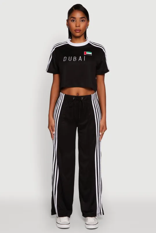 Side Striped High Waisted Wide Leg Active Pants sold by Rainbow