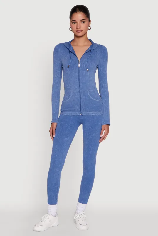 Seamless Rib Knit Acid Wash Leggings sold by Rainbow