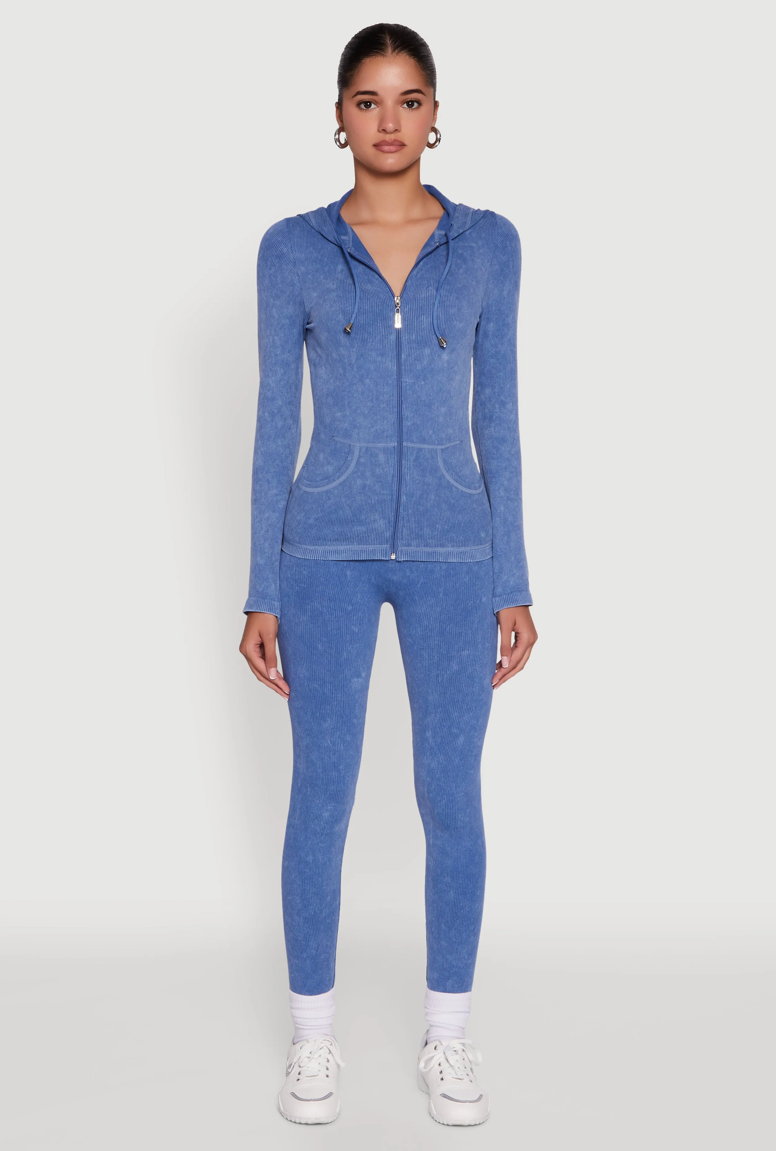 Seamless Acid Wash Zip Front Hooded Sweatshirt sold by Rainbow product image thumbnail 3