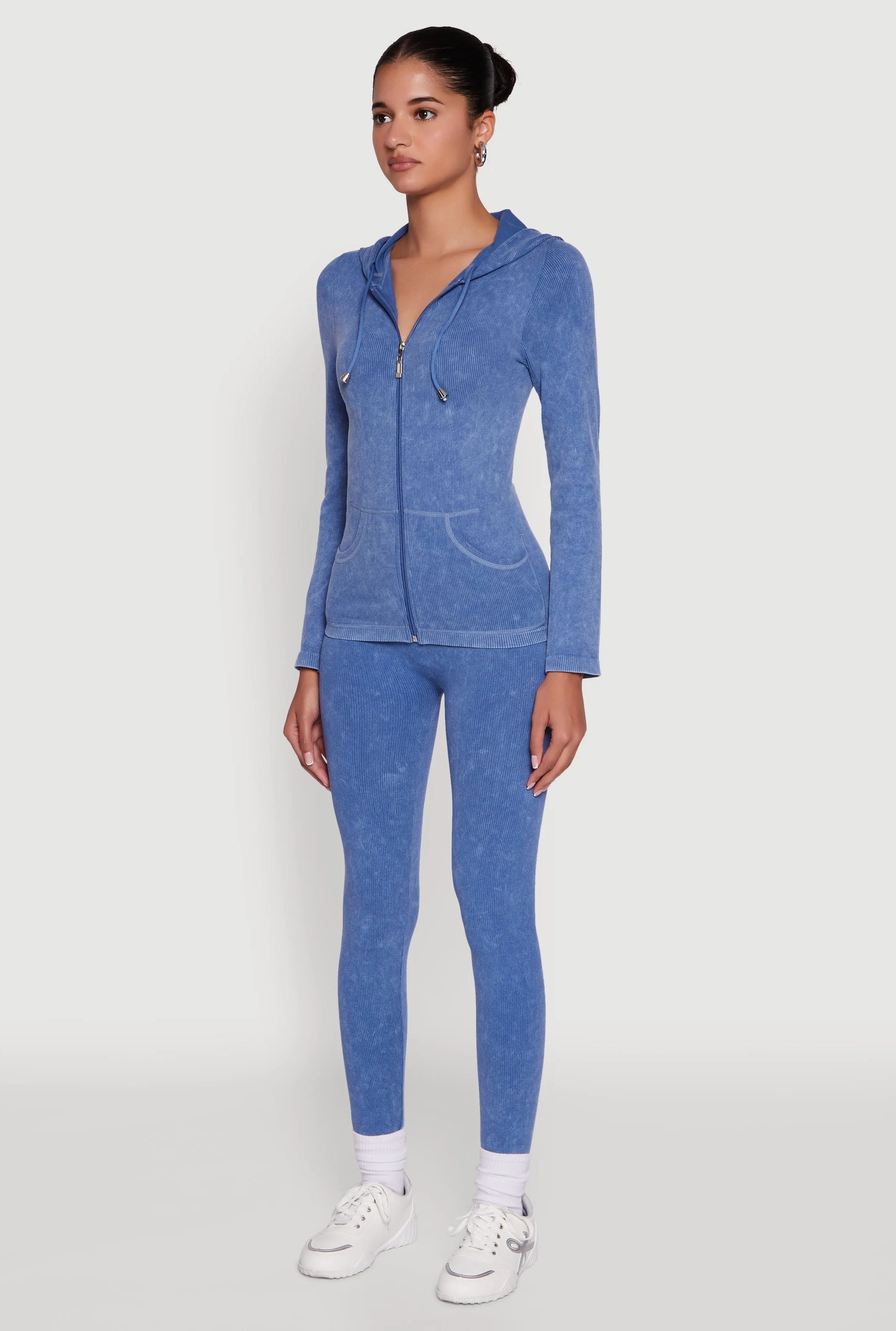 Seamless Acid Wash Zip Front Hooded Sweatshirt sold by Rainbow product image thumbnail 5