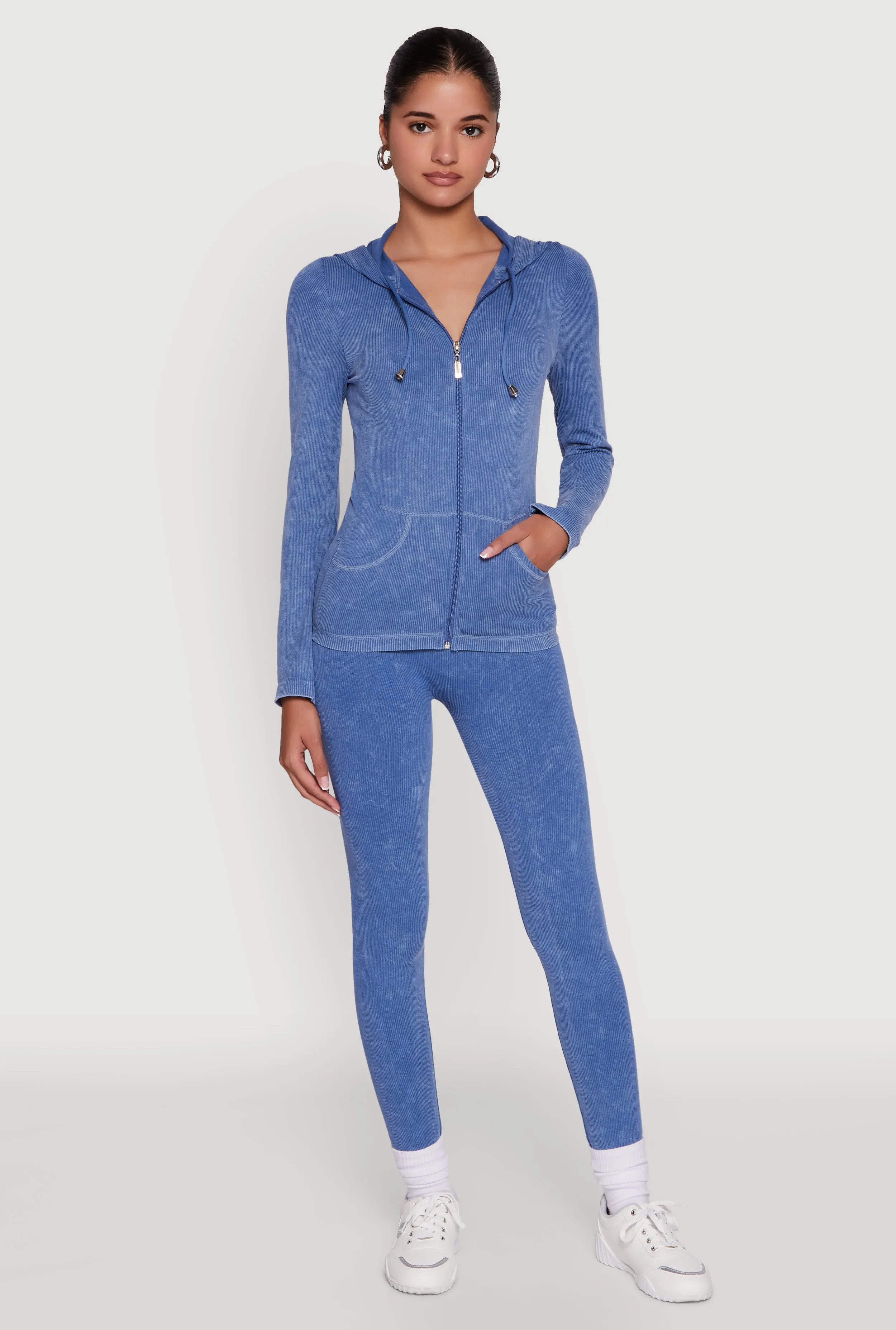 Seamless Acid Wash Zip Front Hooded Sweatshirt sold by Rainbow product image thumbnail 2