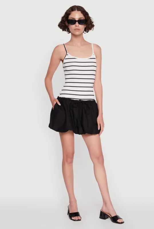 Ribbed Knit Striped Bubble Hem Mini Dress sold by Rainbow