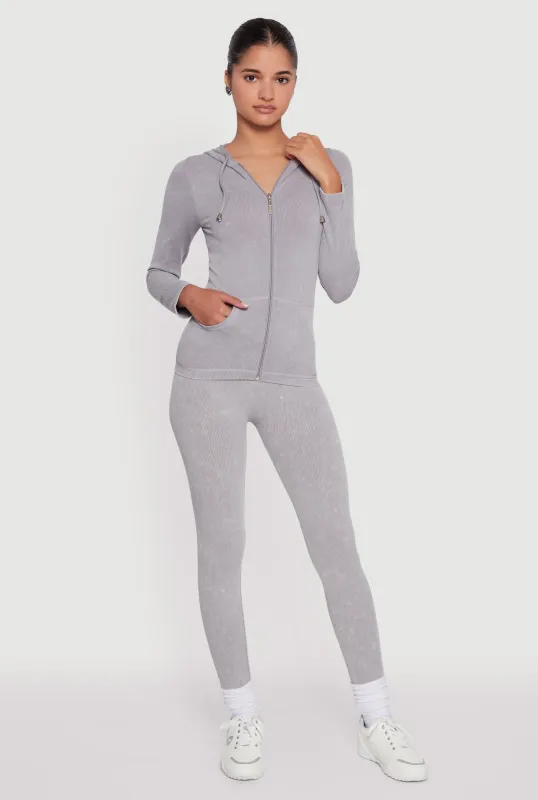 Seamless Rib Knit Acid Wash Leggings sold by Rainbow