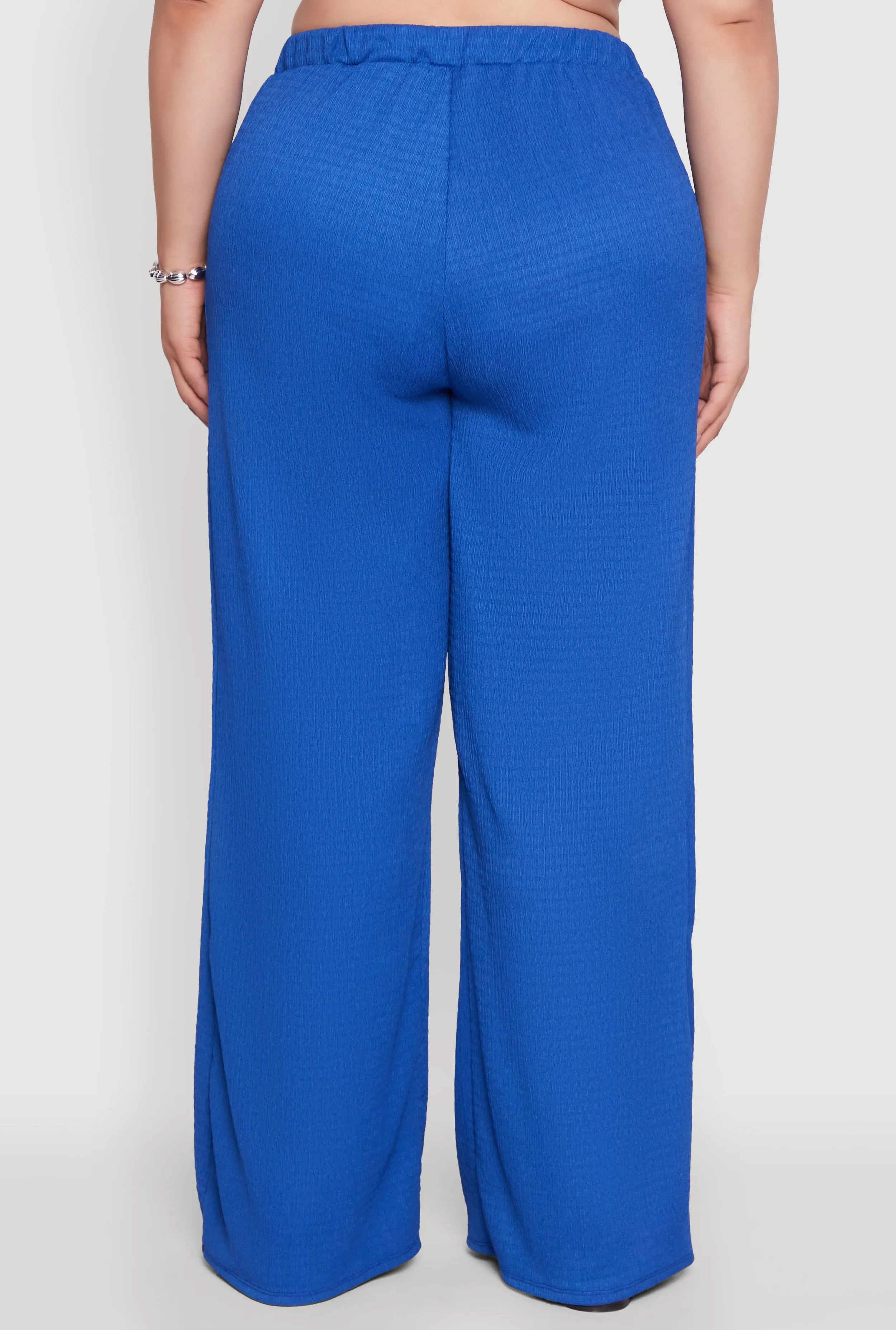 Plus Size Textured Knit Solid Wide Leg Pants sold by Rainbow product image thumbnail 5