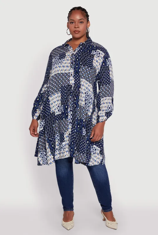 Plus Size Patch Patterned Maxi Top sold by Rainbow