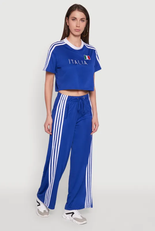 Side Striped High Waisted Wide Leg Active Pants sold by Rainbow