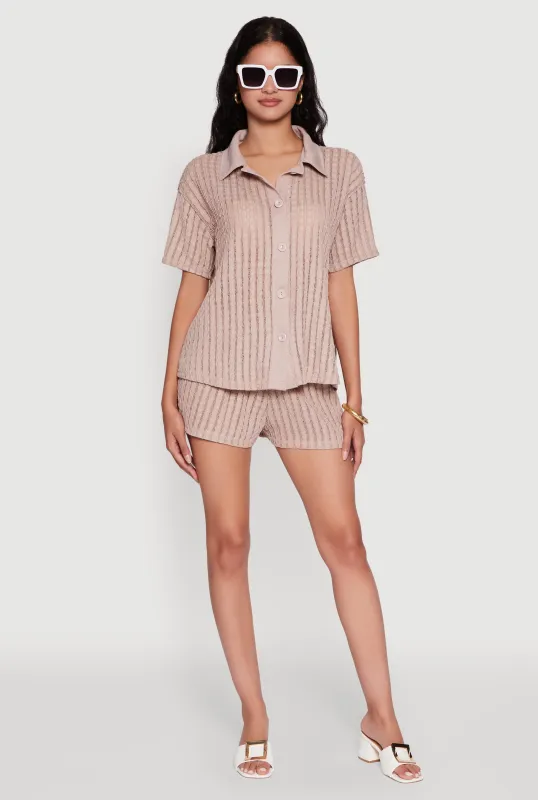 Trendy High Waisted Shadow Stripe Shorts sold by Rainbow