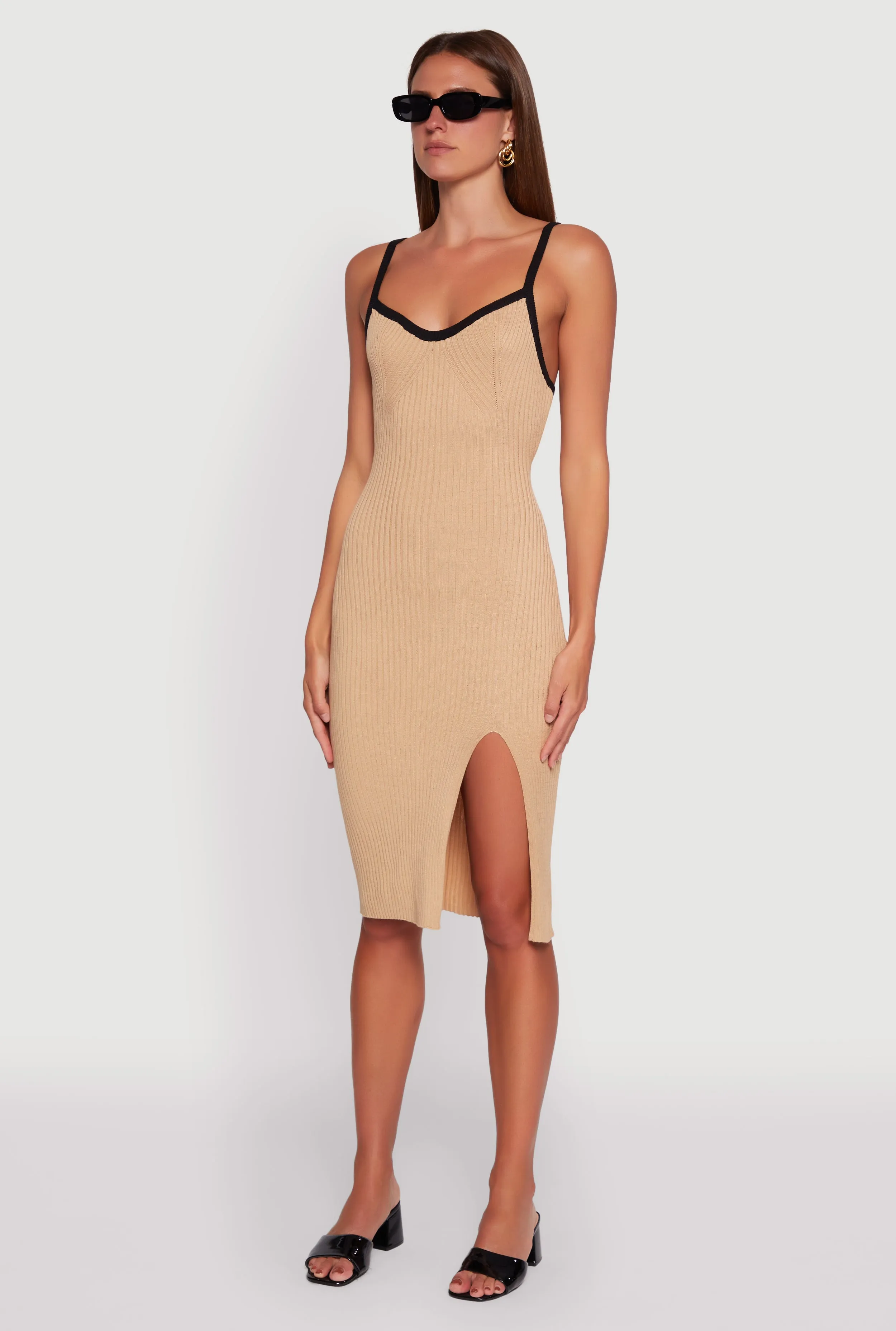 Contrast Trim Front Slit Cami Dress sold by Rainbow product image thumbnail 3