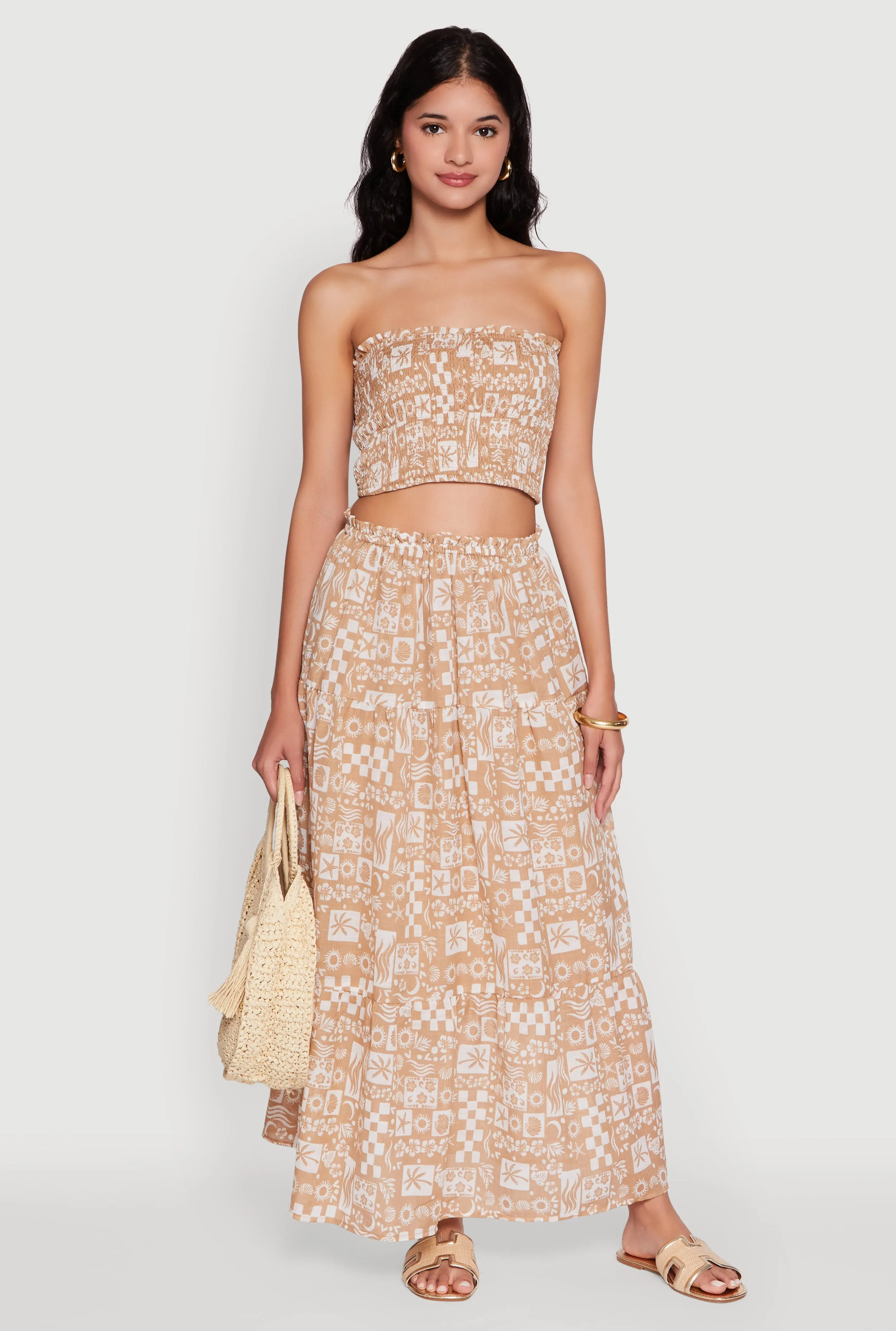 Tropical Print Smocked Tube Top sold by Rainbow product image thumbnail 2