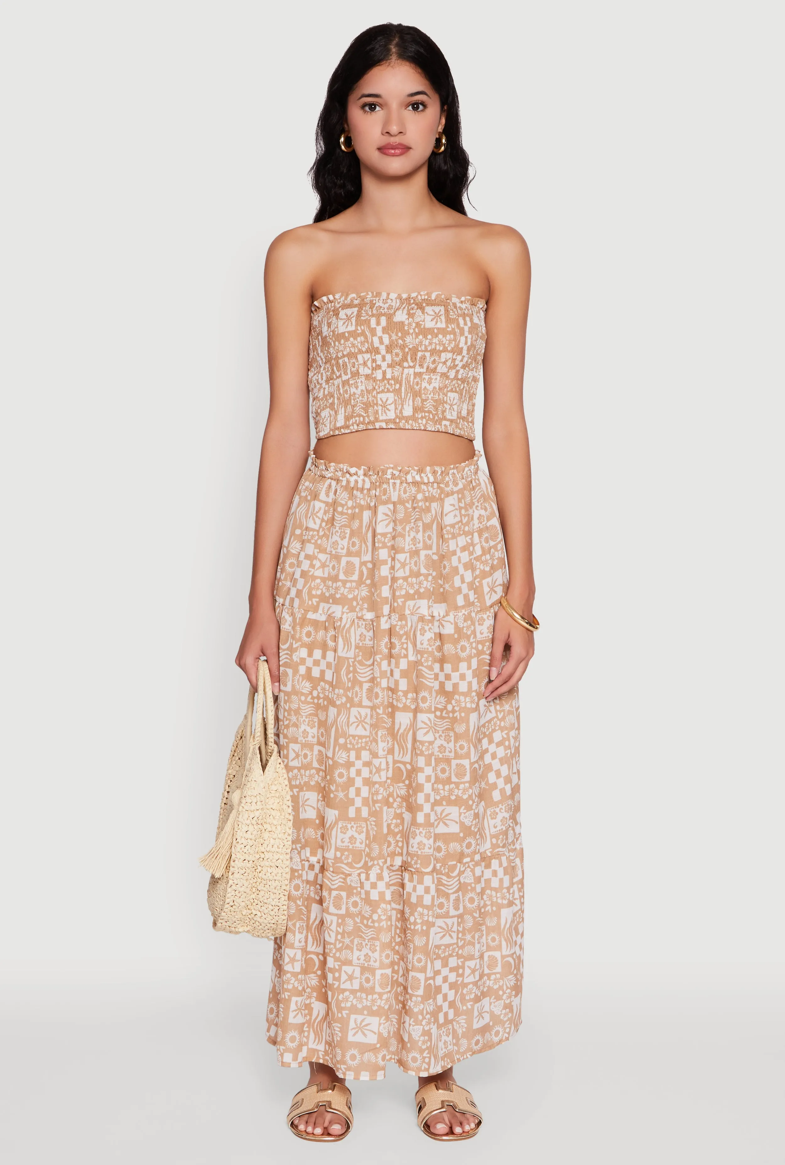 Tropical Print Smocked Tube Top sold by Rainbow product image thumbnail 3