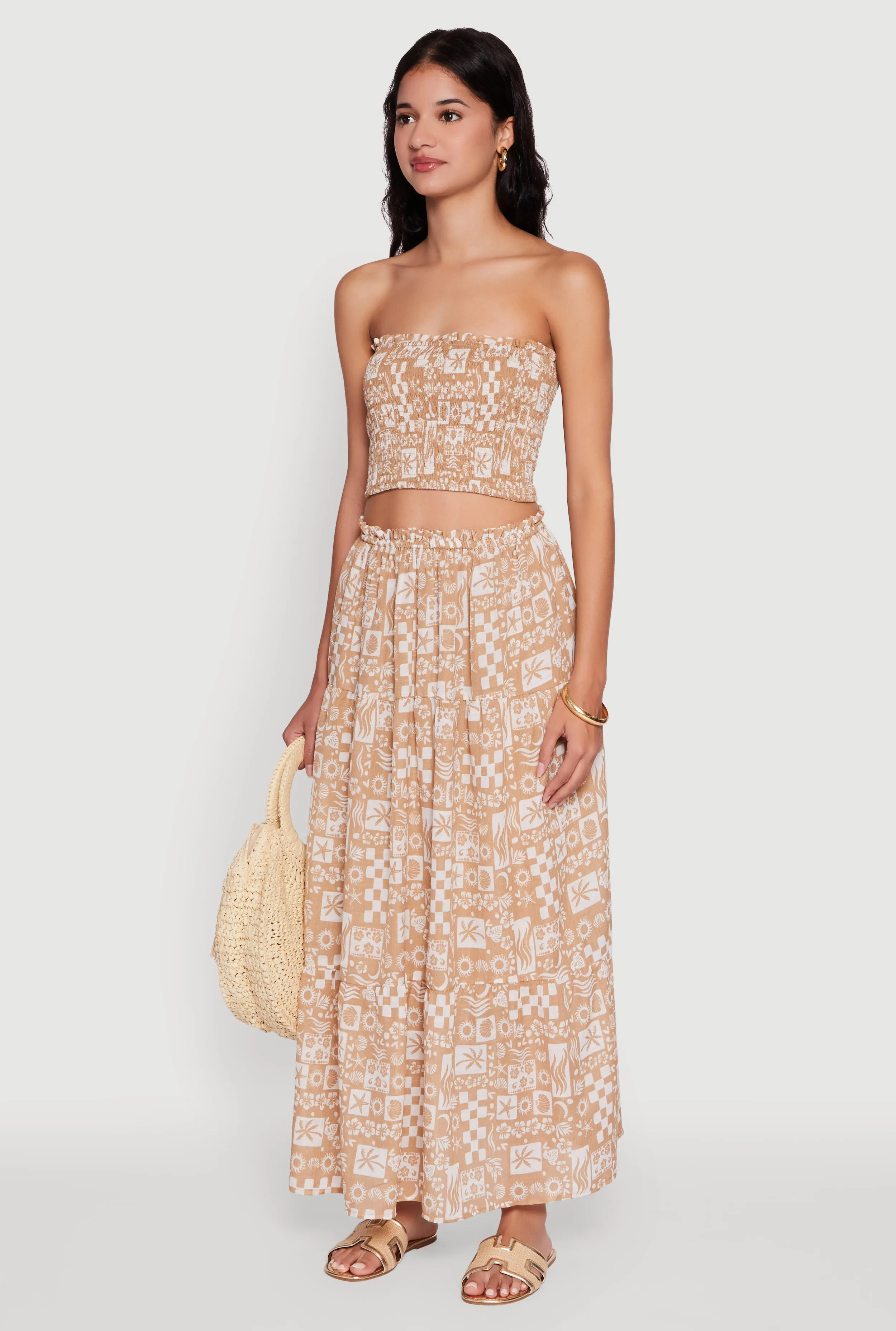 Tropical Print Smocked Tube Top sold by Rainbow product image thumbnail 5