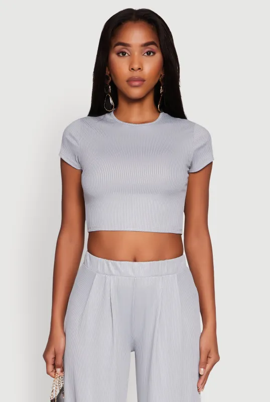 Lurex Ribbed Knit Cropped Top sold by Rainbow