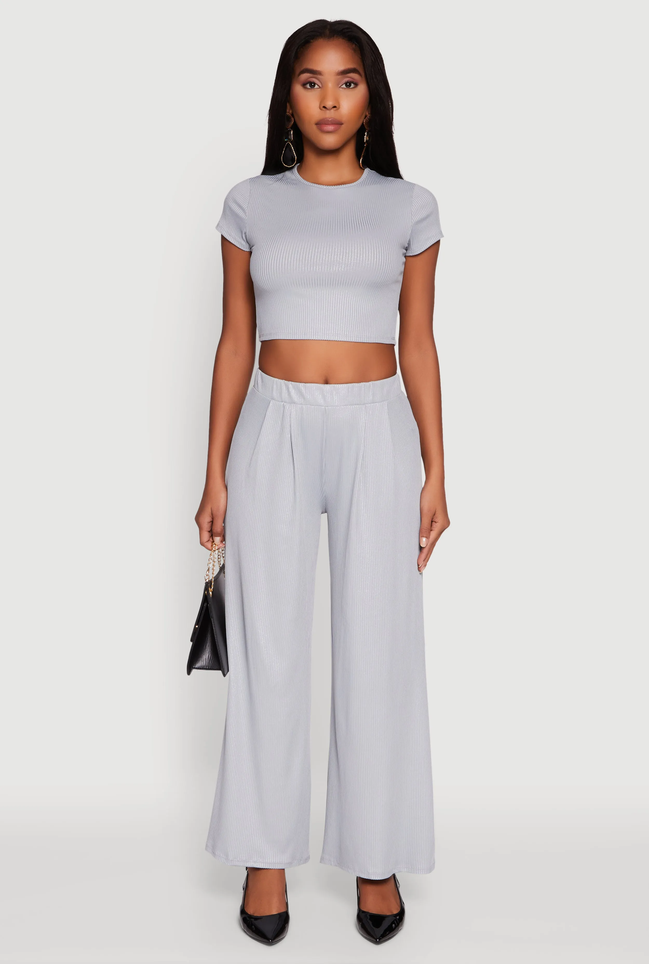 Lurex Ribbed Knit High Waisted Pants sold by Rainbow product image thumbnail 2