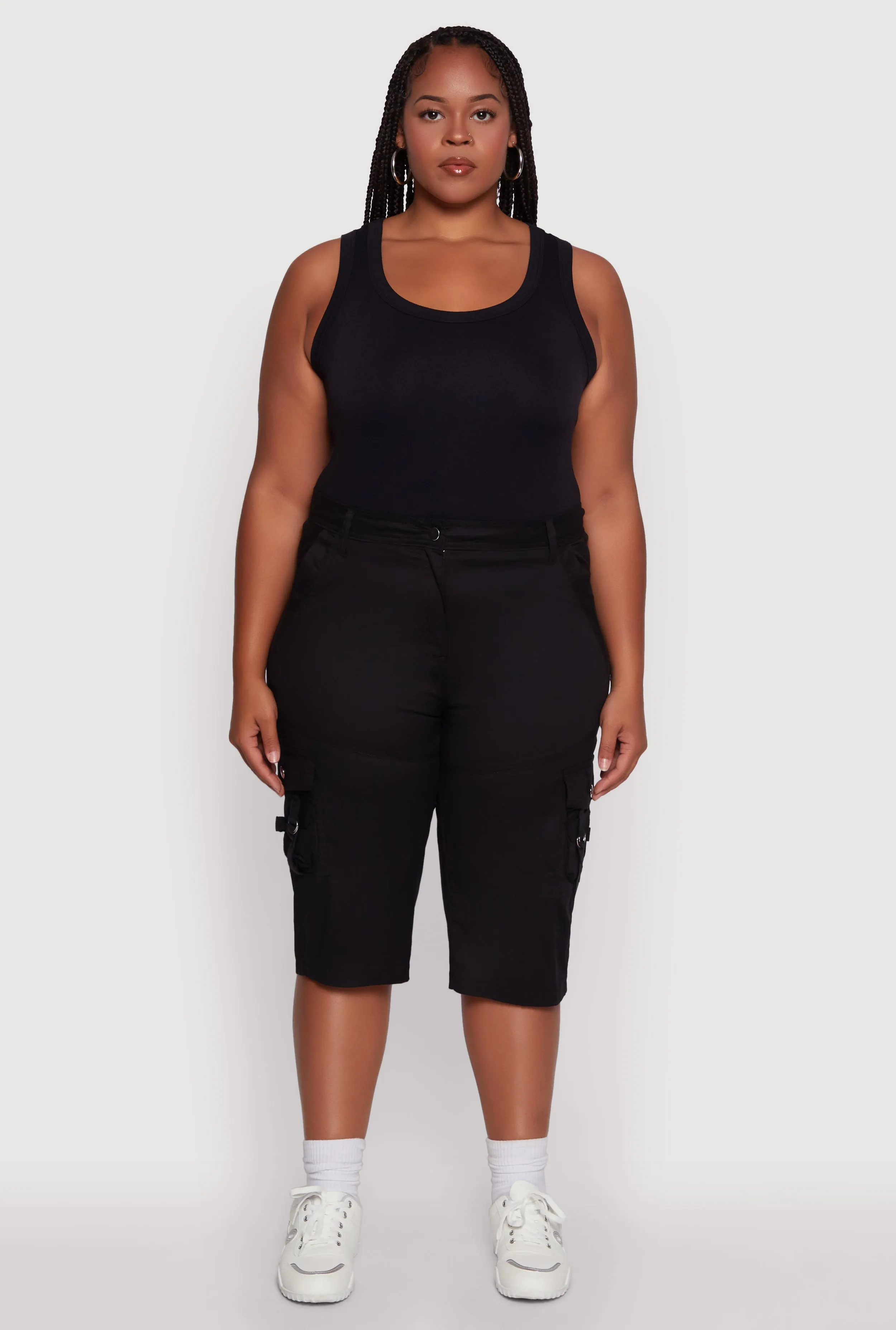 Plus Size High Waisted Poplin Cargo Shorts sold by Rainbow product image thumbnail 2