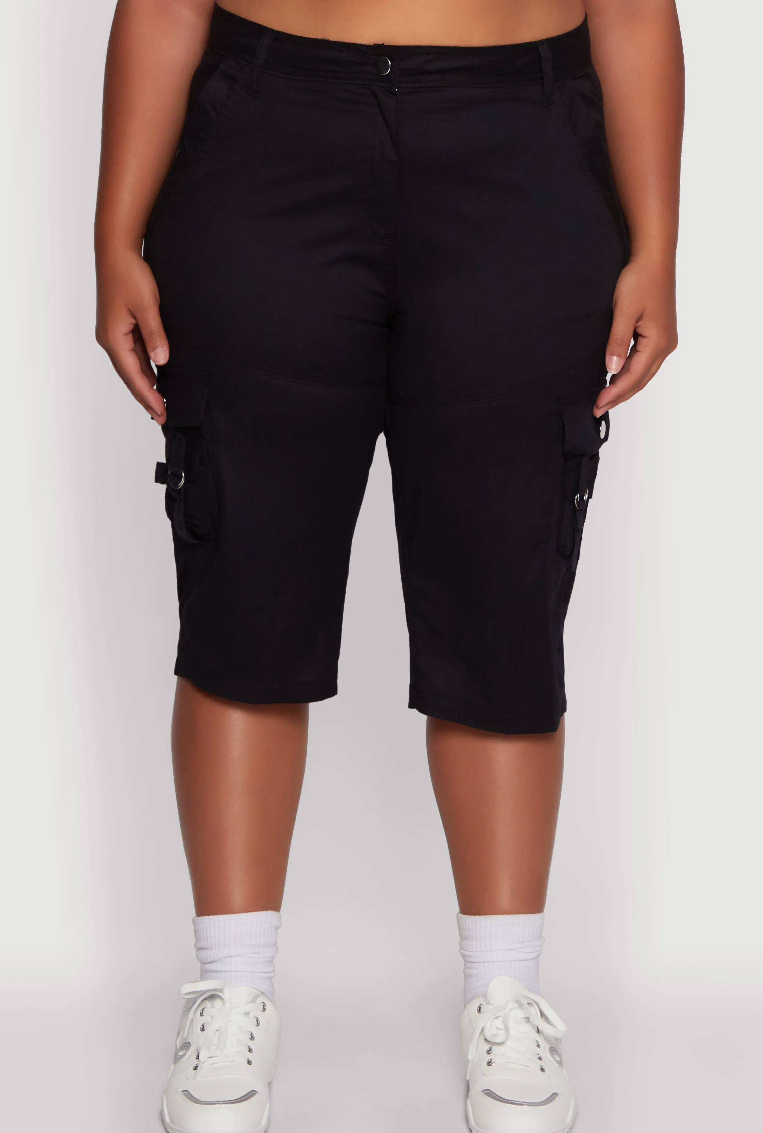 Plus Size High Waisted Poplin Cargo Shorts sold by Rainbow product image thumbnail 5