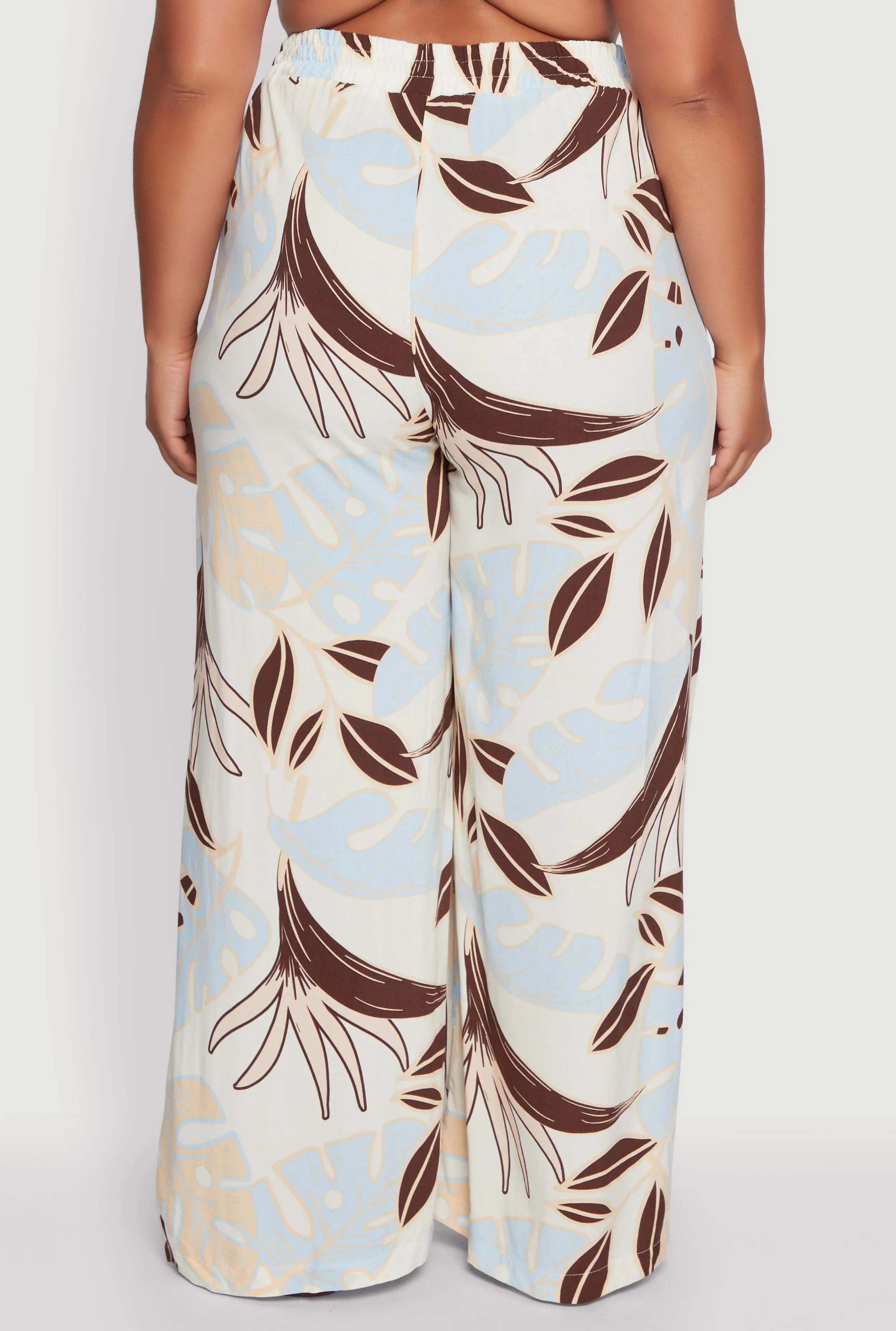 Plus Size High Waisted Leaf Print Palazzo Pants sold by Rainbow product image thumbnail 5
