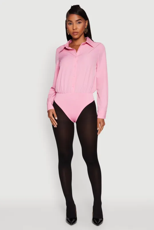 Daisy Collared Button Front Thong Bodysuit sold by Rainbow